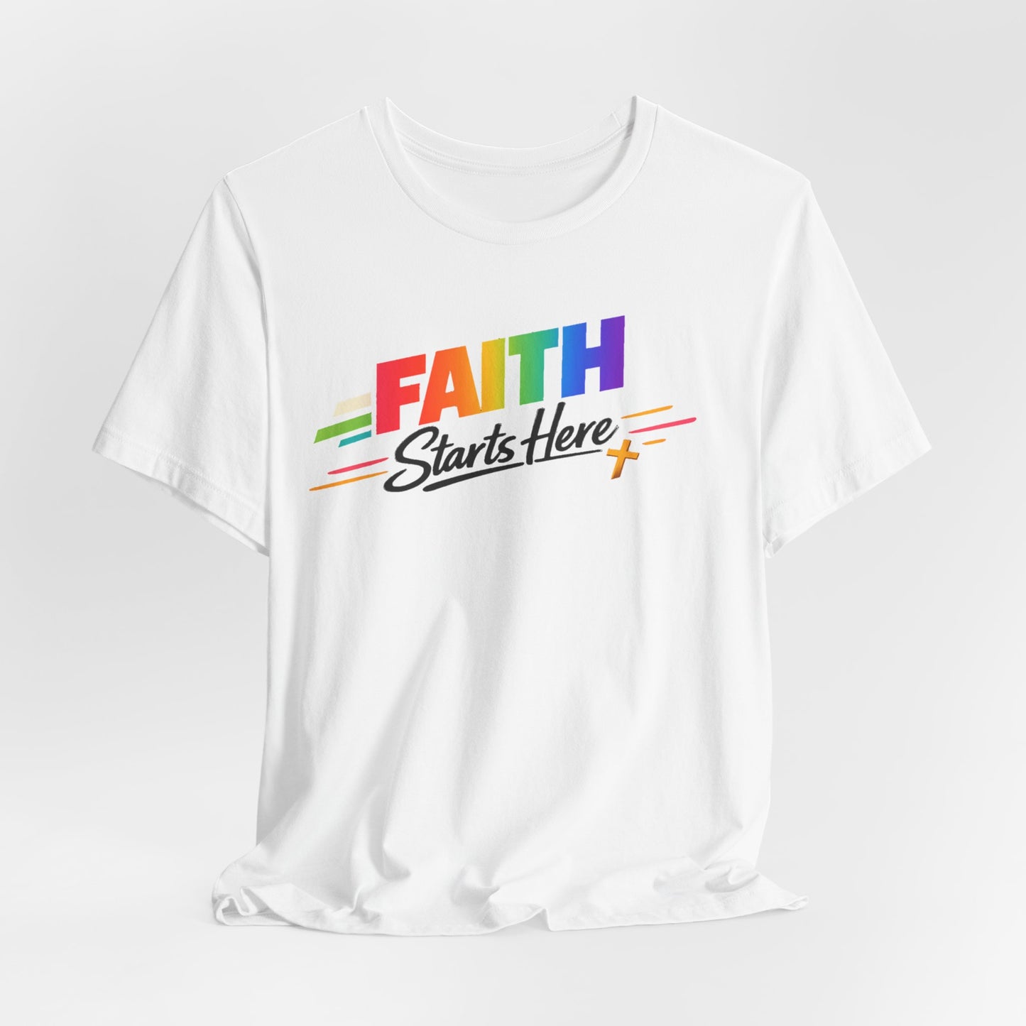 Faith Starts Here Rainbow Tee
