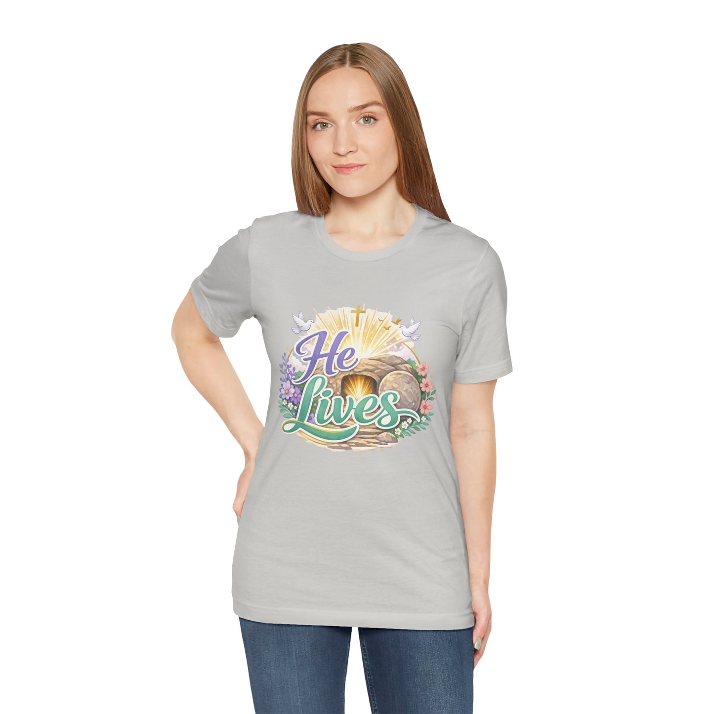 He Lives Jesus Tomb Tee — Christian Easter T‑Shirt