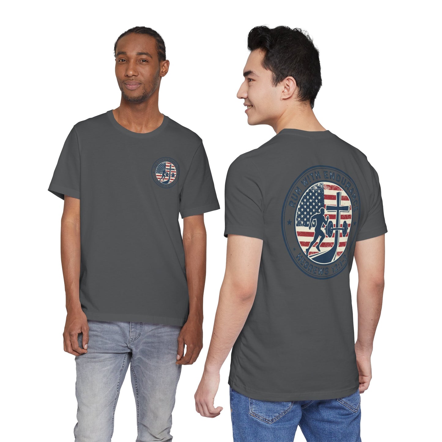 Hebrews 12:1-2 'Run With Endurance' T-Shirt — Inspirational Christian Tee