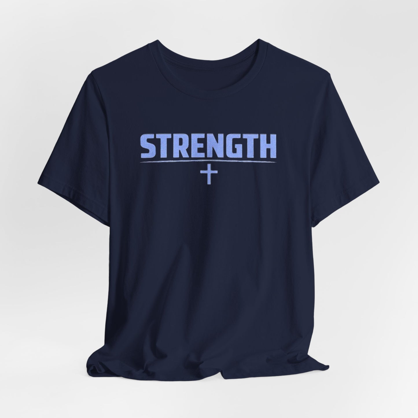 Strength with Cross Tee — Minimal Motivational Fitness Shirt