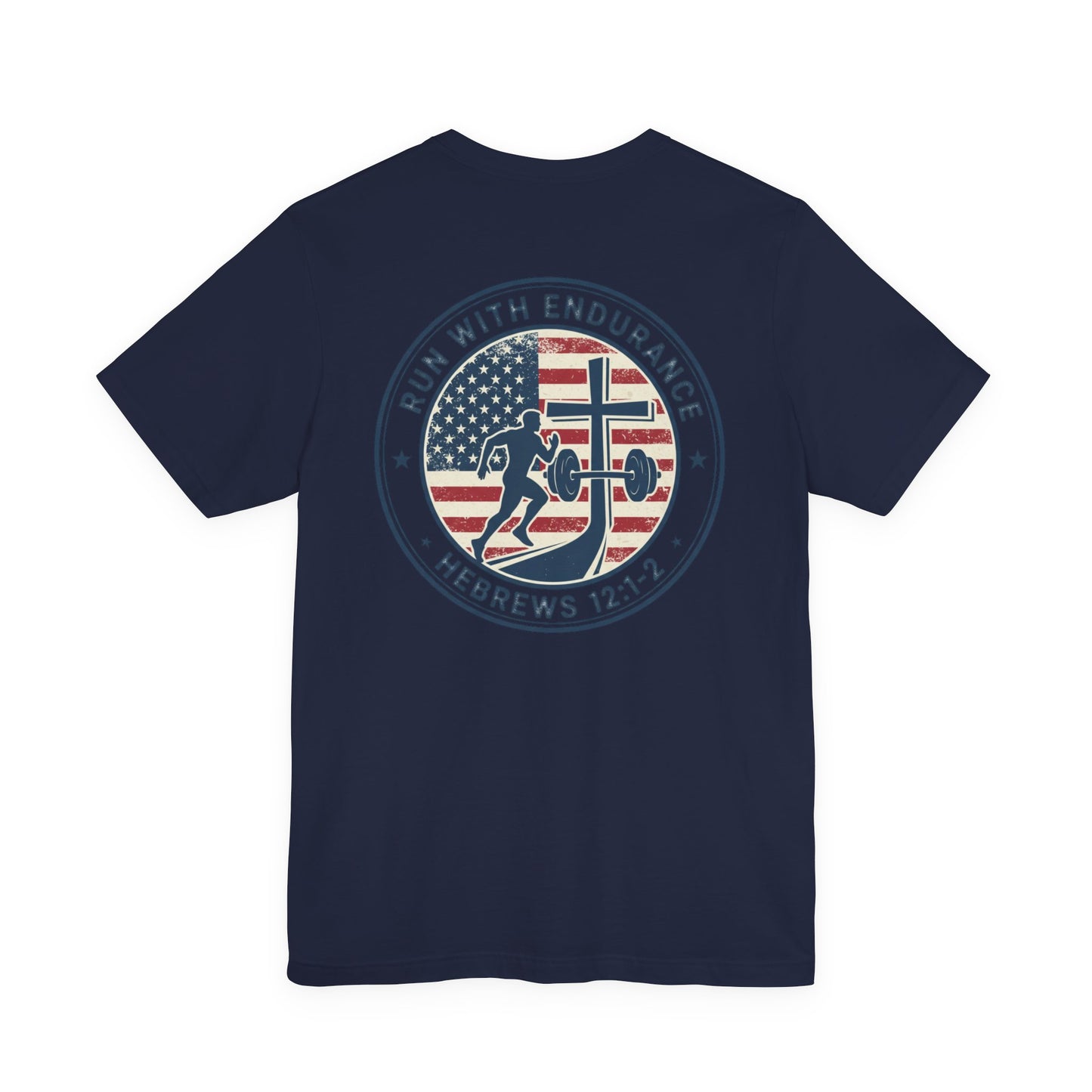 Hebrews 12:1-2 'Run With Endurance' T-Shirt — Inspirational Christian Tee