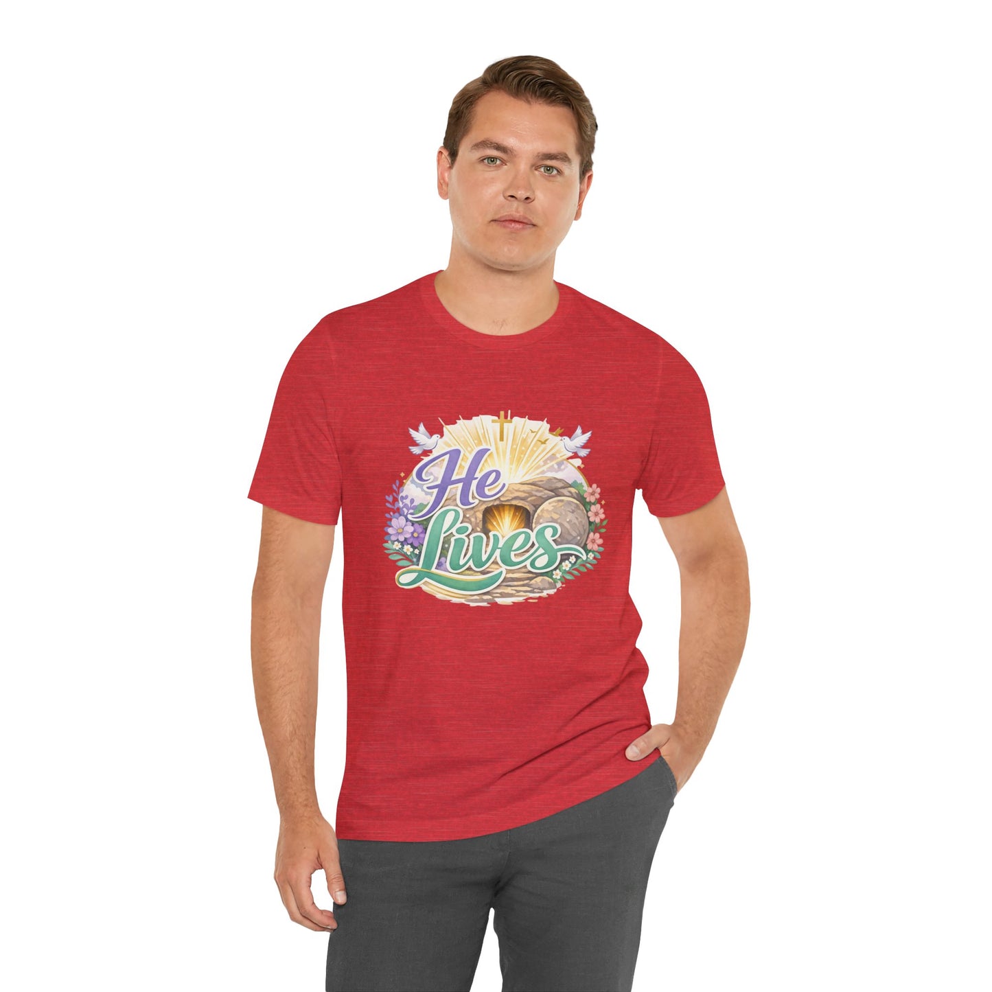 He Lives Jesus Tomb Tee — Christian Easter T‑Shirt