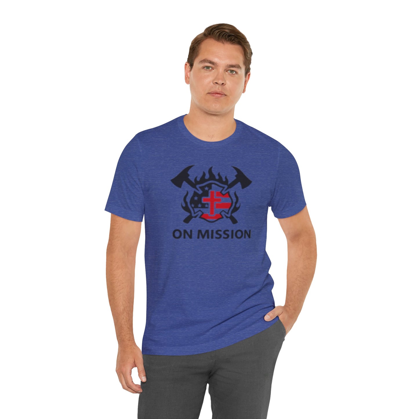 On Mission Christian Cross & American Flag T‑Shirt