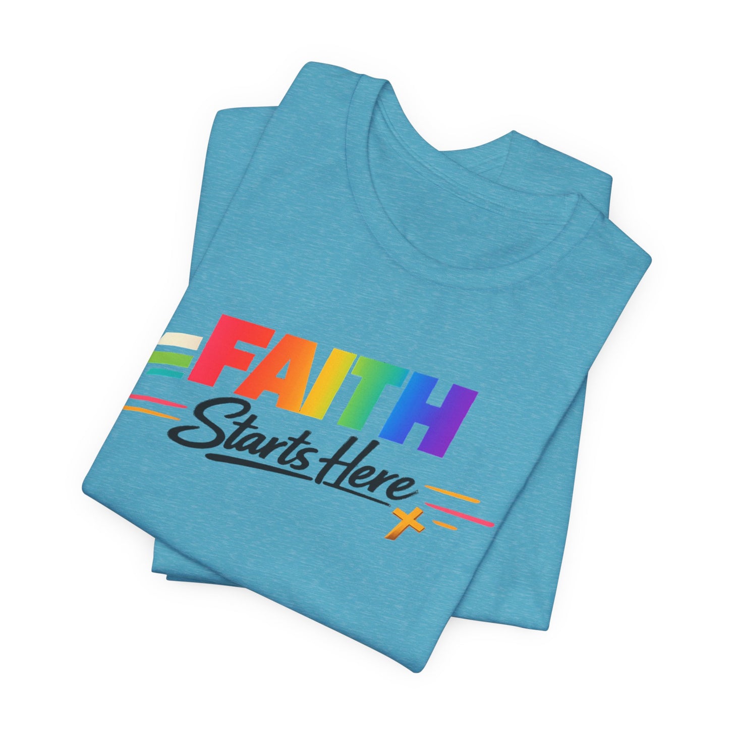 Faith Starts Here Rainbow Tee