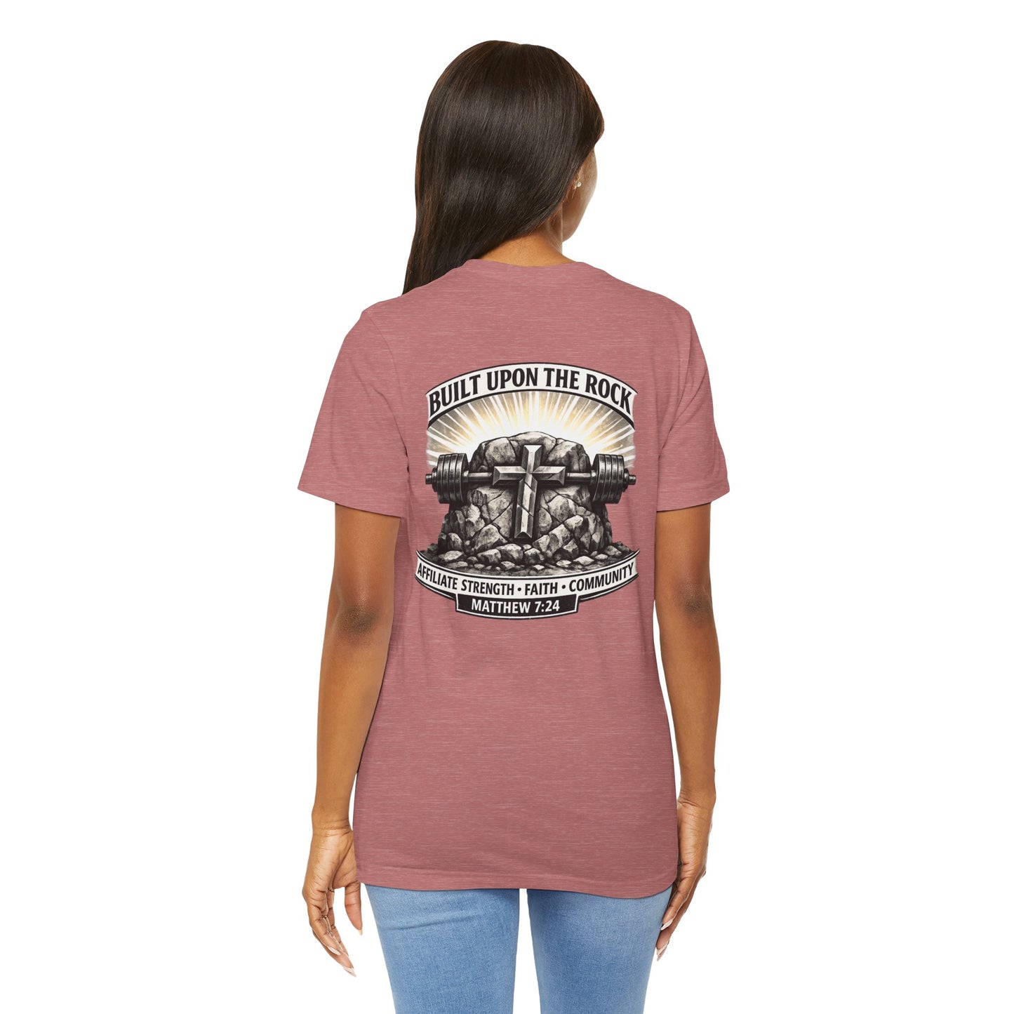 Built Upon the Rock T‑Shirt — Christian Faith Matthew 7:24 Graphic Tee