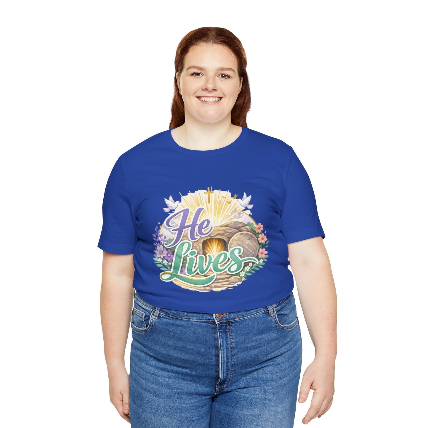 He Lives Jesus Tomb Tee — Christian Easter T‑Shirt