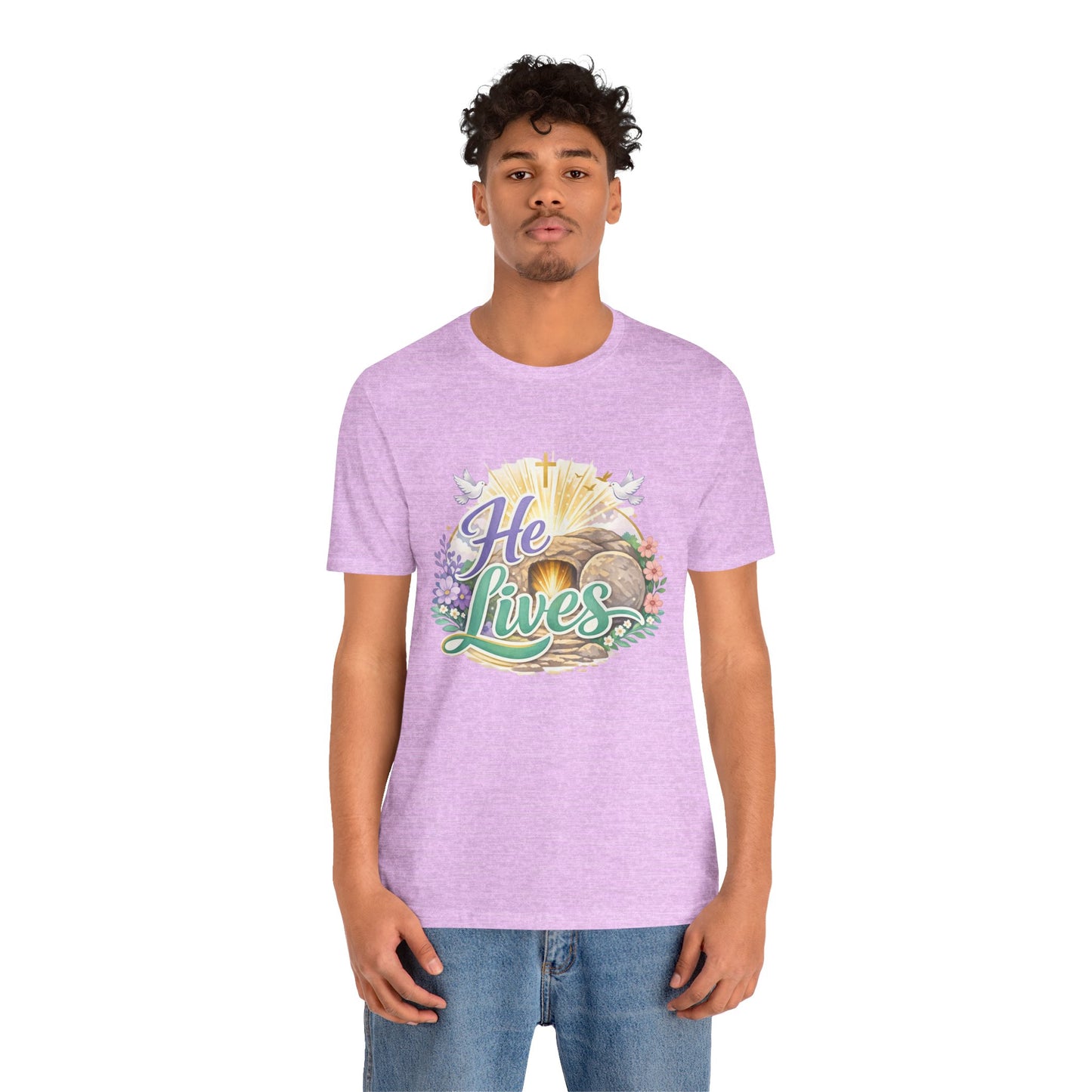 He Lives Jesus Tomb Tee — Christian Easter T‑Shirt