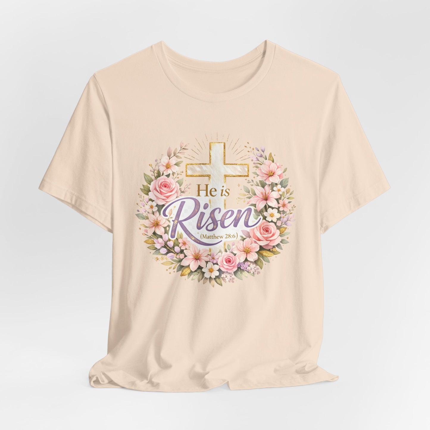 He Is Risen Floral Cross T-Shirt