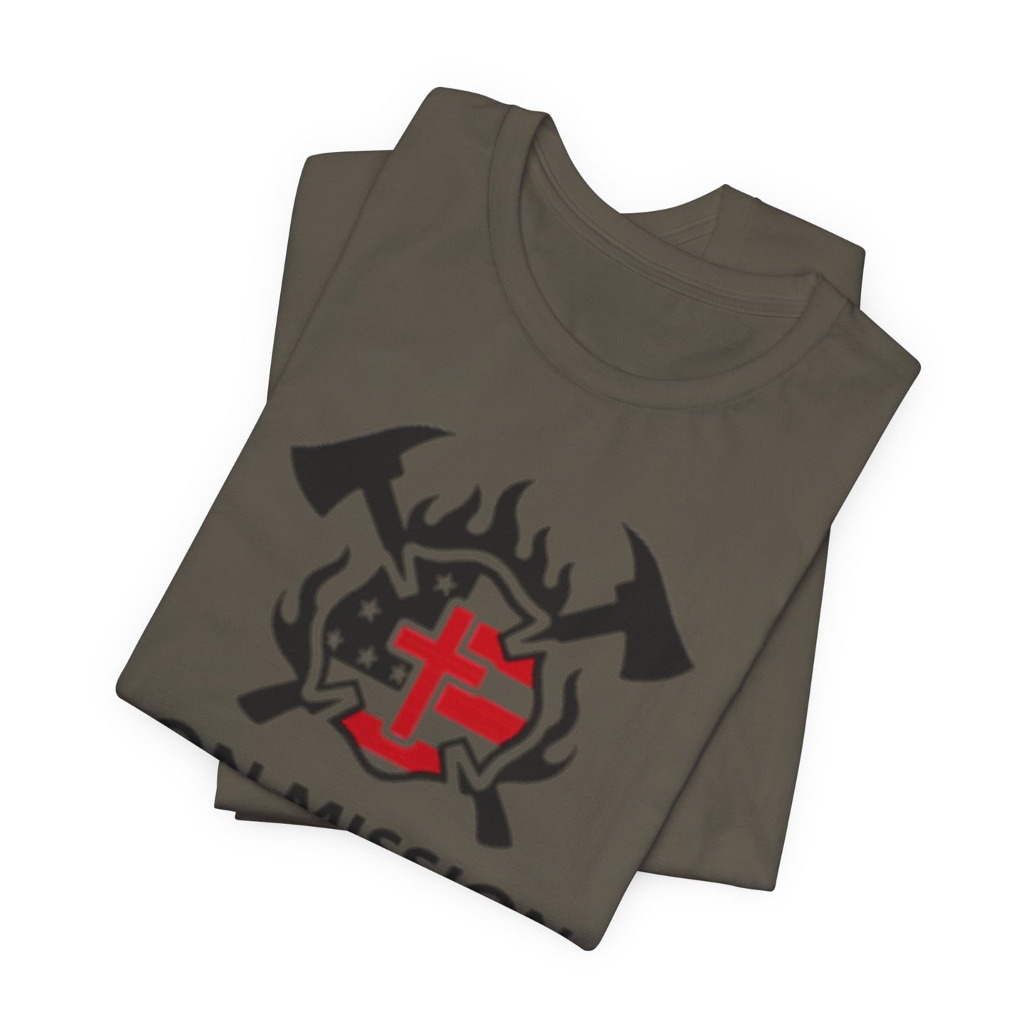 On Mission Christian Cross & American Flag T‑Shirt