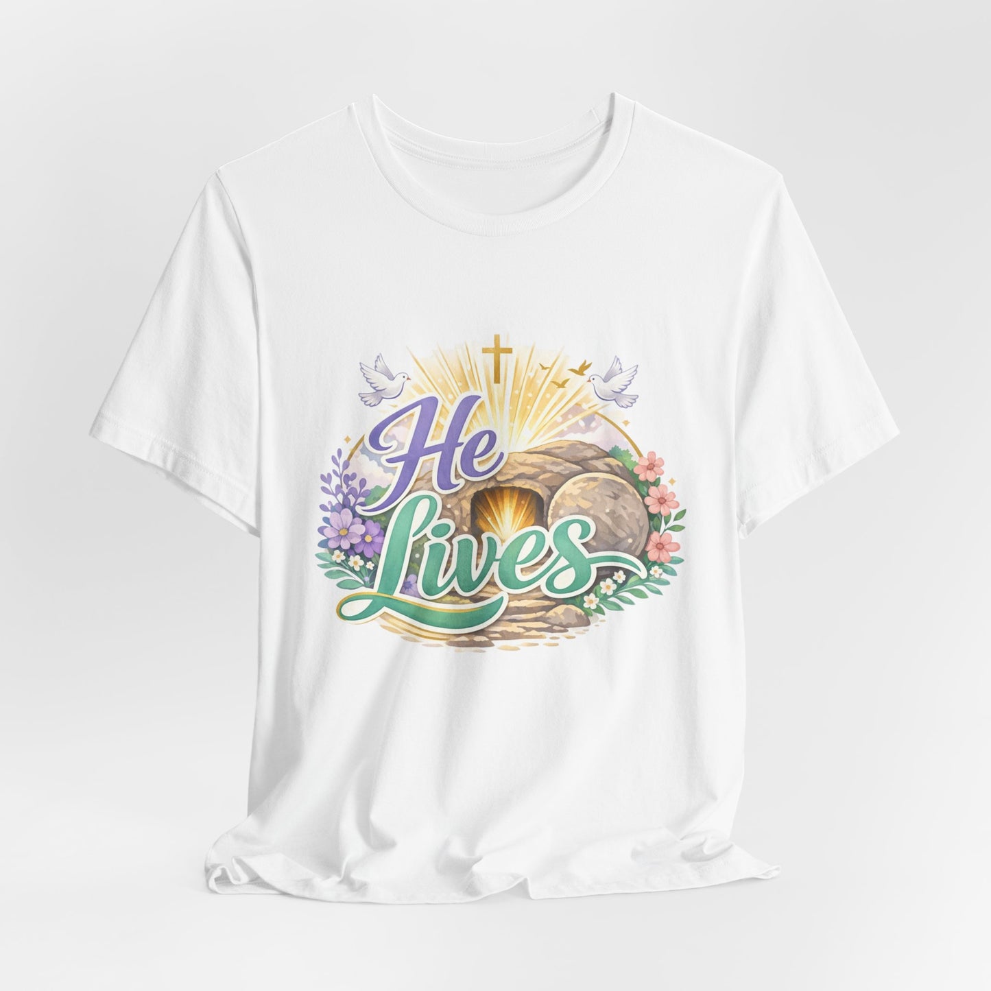 He Lives Jesus Tomb Tee — Christian Easter T‑Shirt