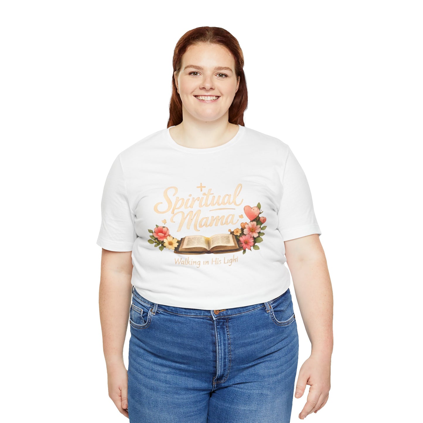 Spiritual Mama T-Shirt — "Walking in His Light" Floral Bible Tee