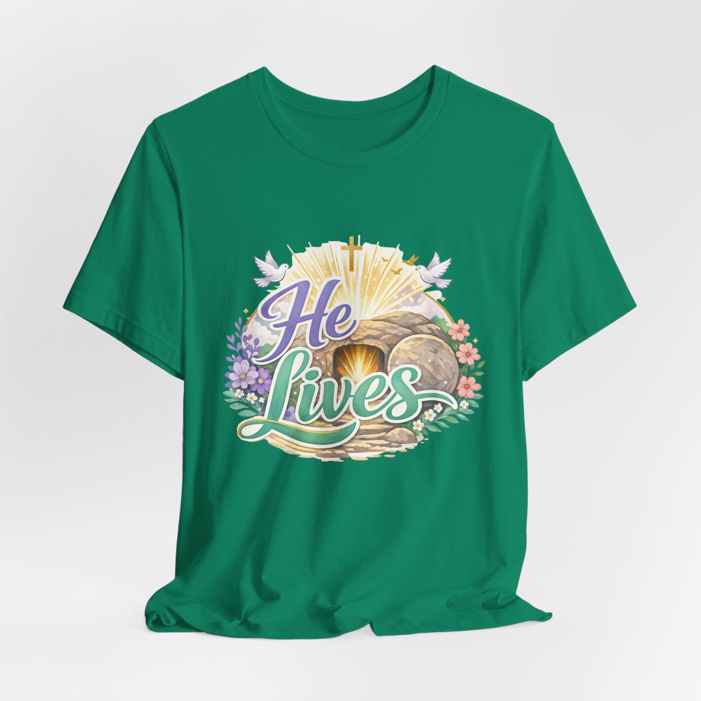 He Lives Jesus Tomb Tee — Christian Easter T‑Shirt