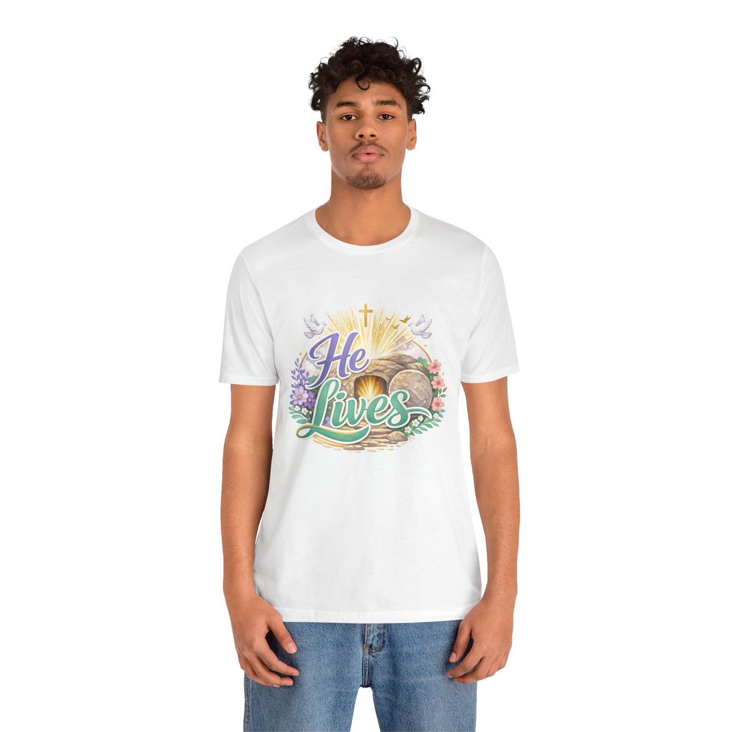 He Lives Jesus Tomb Tee — Christian Easter T‑Shirt