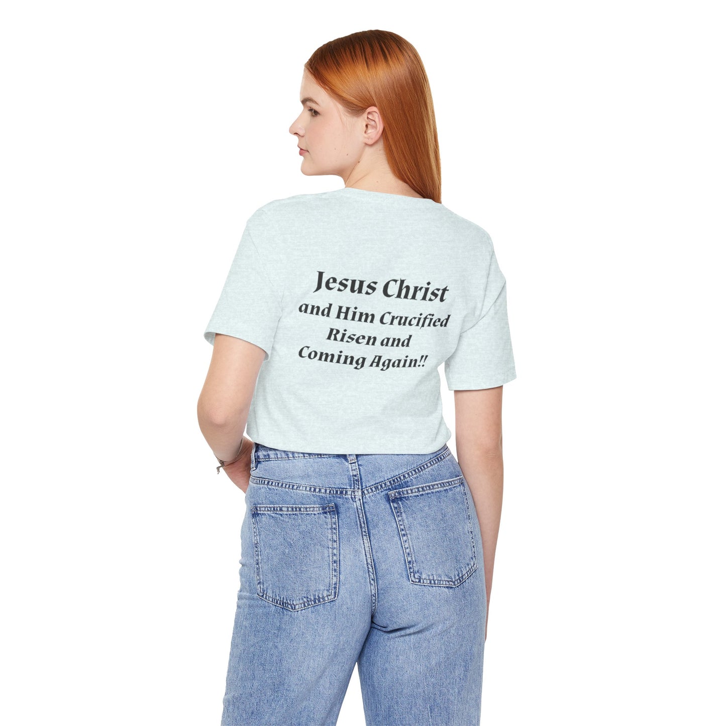 Jesus Christ (JC) Cross Tee — Crucified, Risen & Coming Again