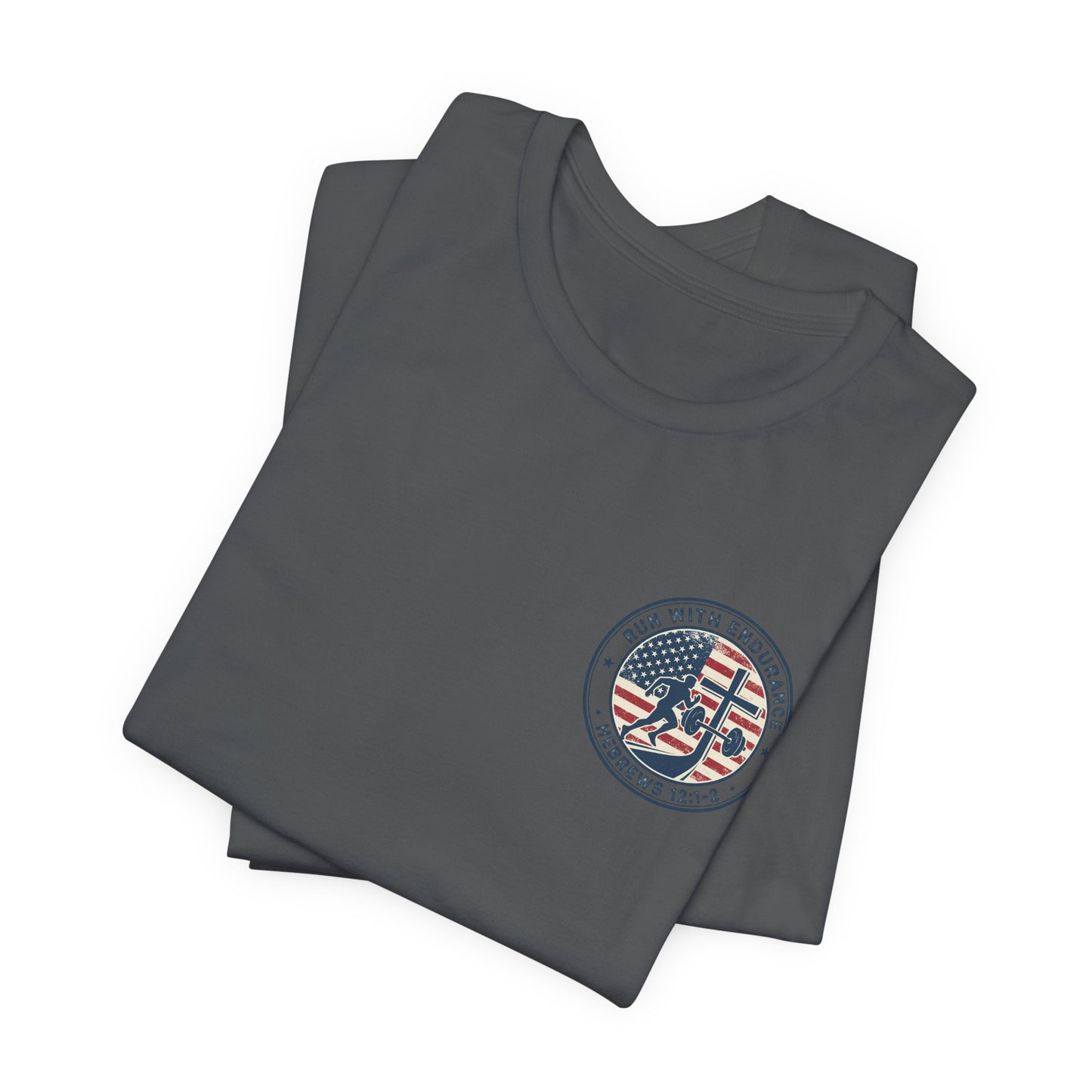 Hebrews 12:1-2 'Run With Endurance' T-Shirt — Inspirational Christian Tee