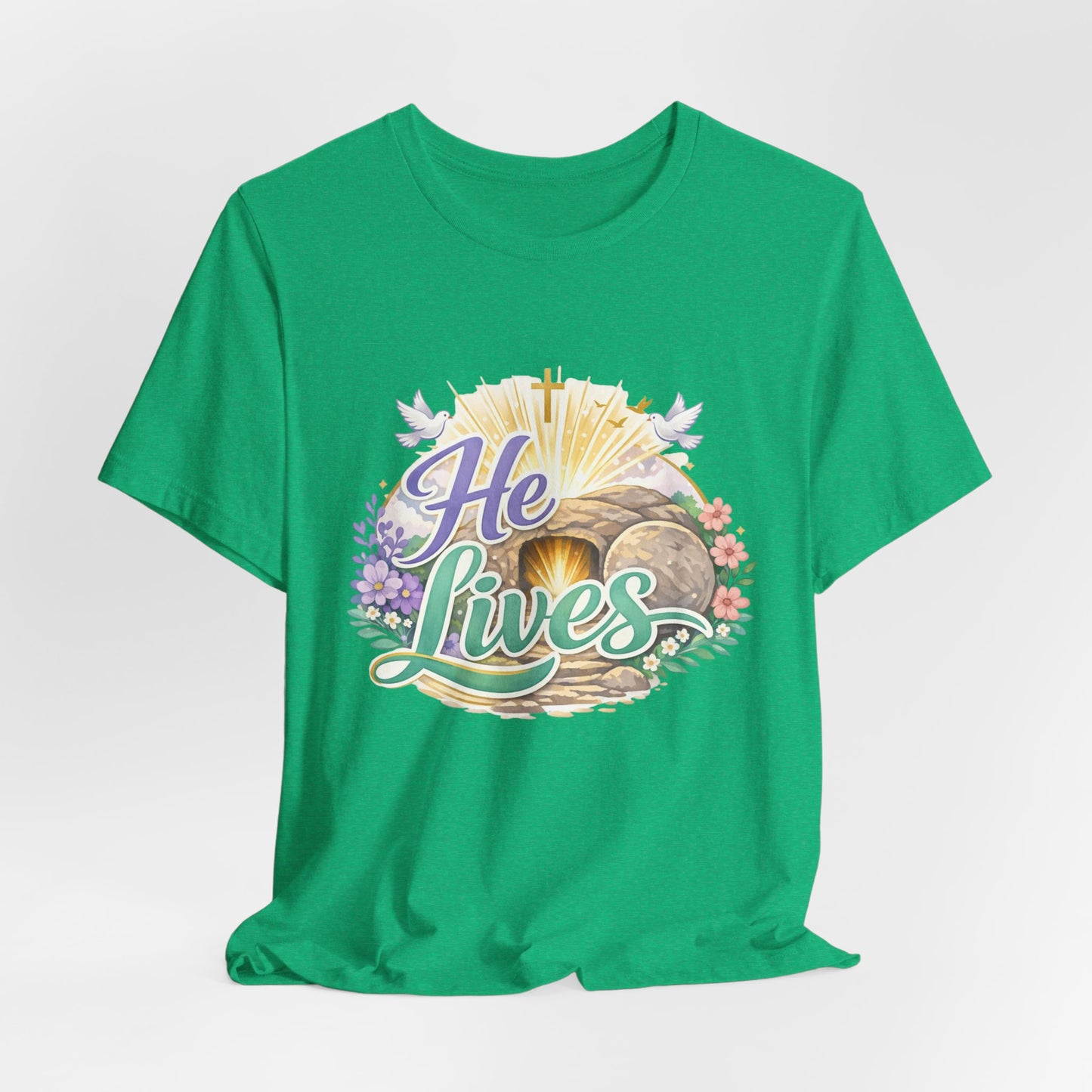 He Lives Jesus Tomb Tee — Christian Easter T‑Shirt