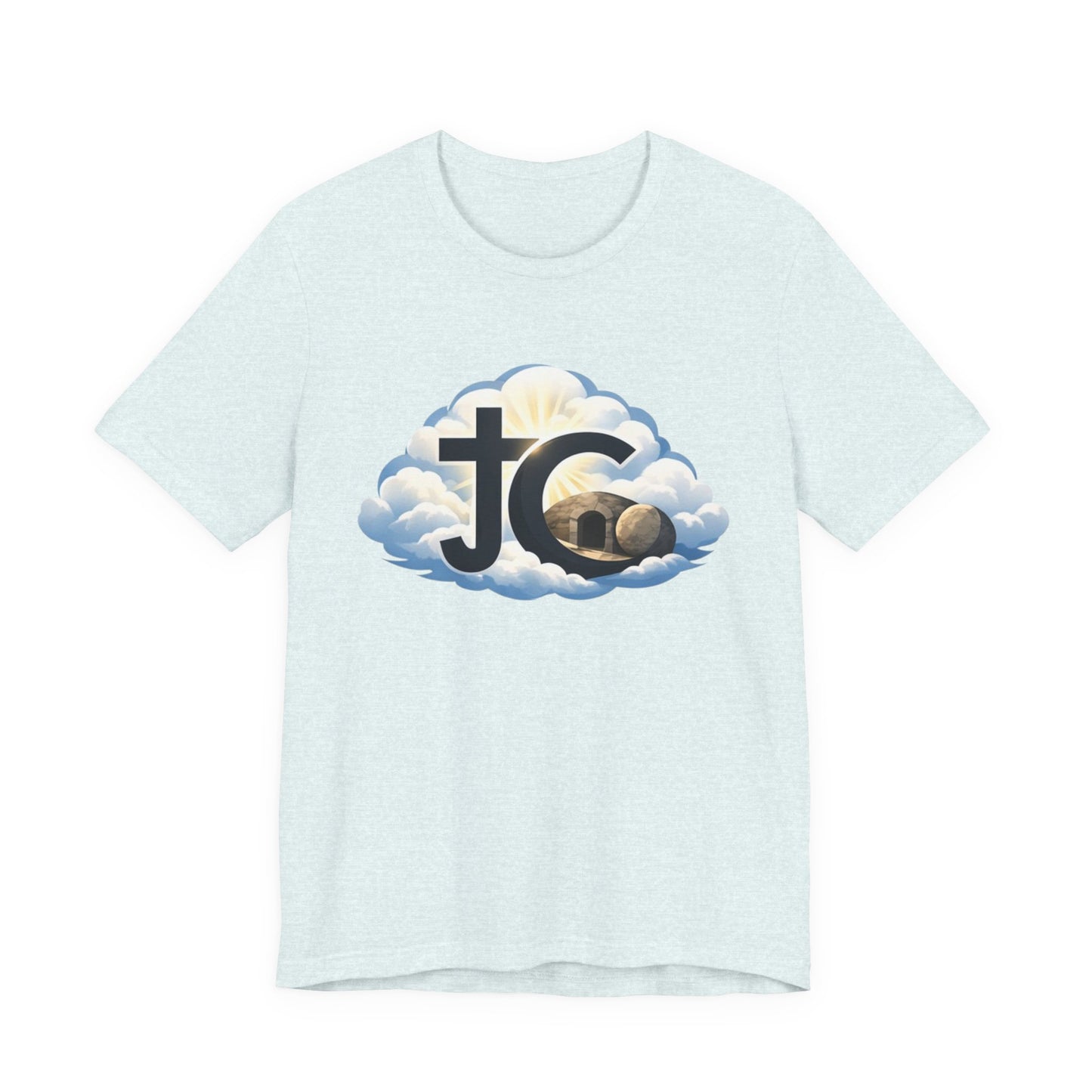 Jesus Christ (JC) Cross Tee — Crucified, Risen & Coming Again