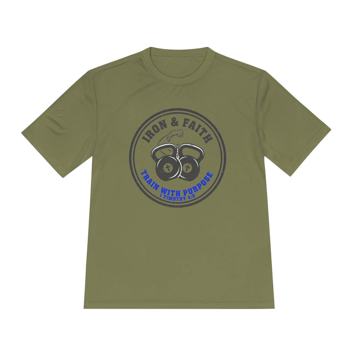 Iron & Faith Training Tee — 1 Timothy 4:8 Workout Shirt