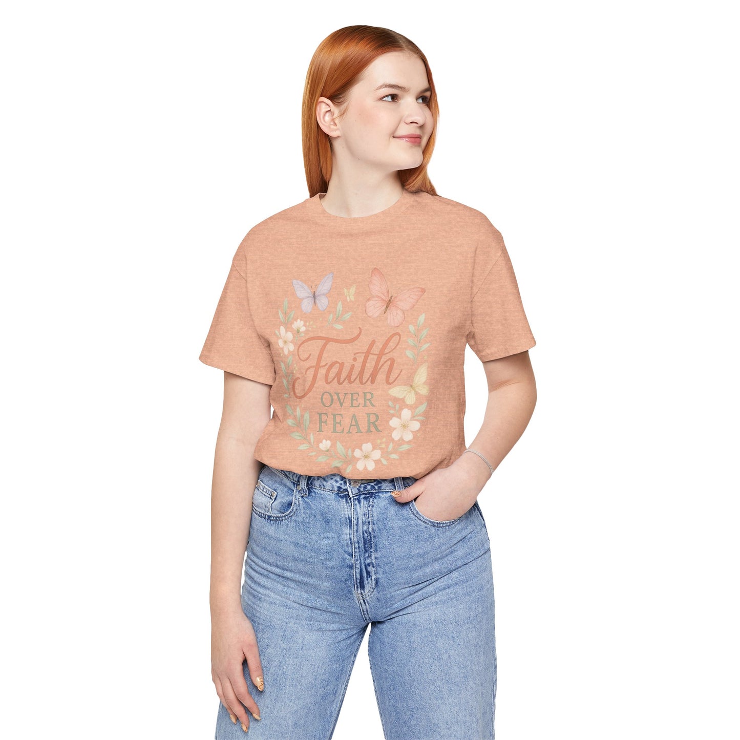 Faith Over Fear T-Shirt — Floral Butterfly Inspirational Tee