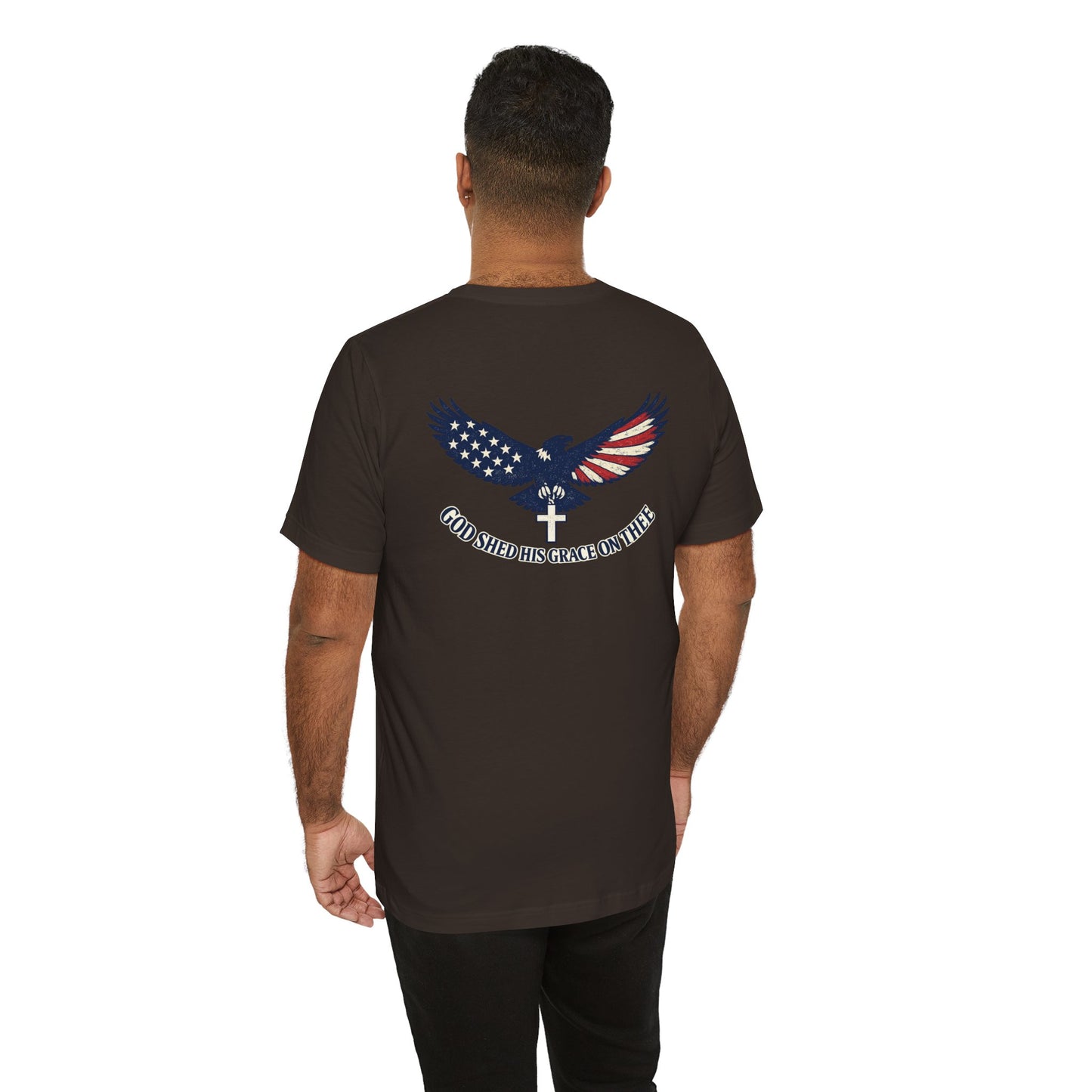 Patriotic Eagle T‑Shirt — "God Shed His Grace on Thee" Back Graphic Tee