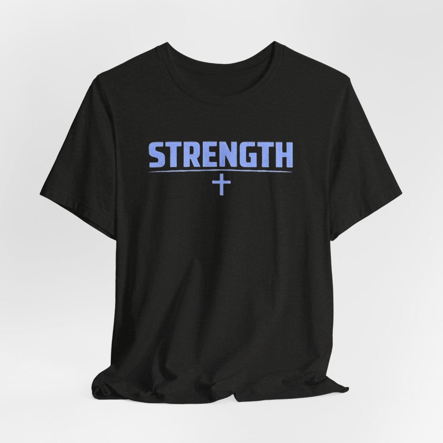 Strength with Cross Tee — Minimal Motivational Fitness Shirt