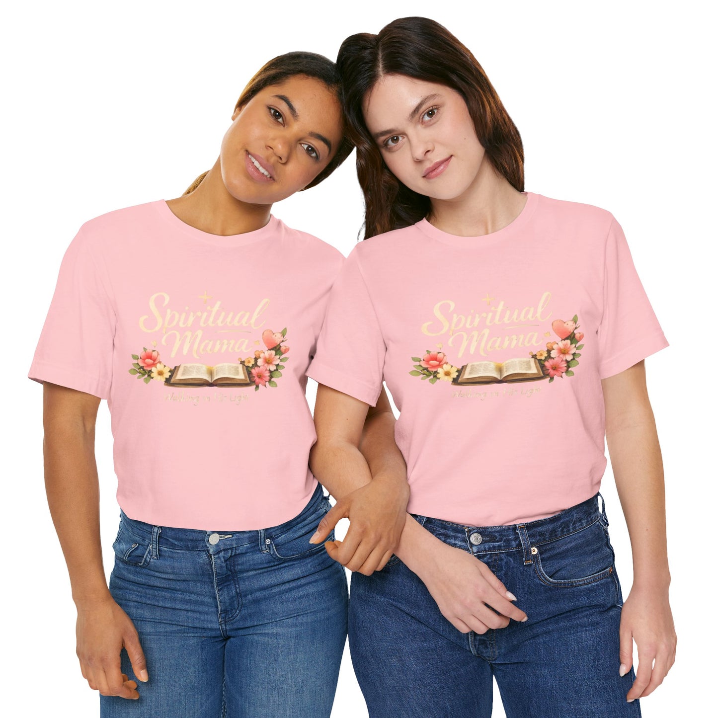 Spiritual Mama T-Shirt — "Walking in His Light" Floral Bible Tee