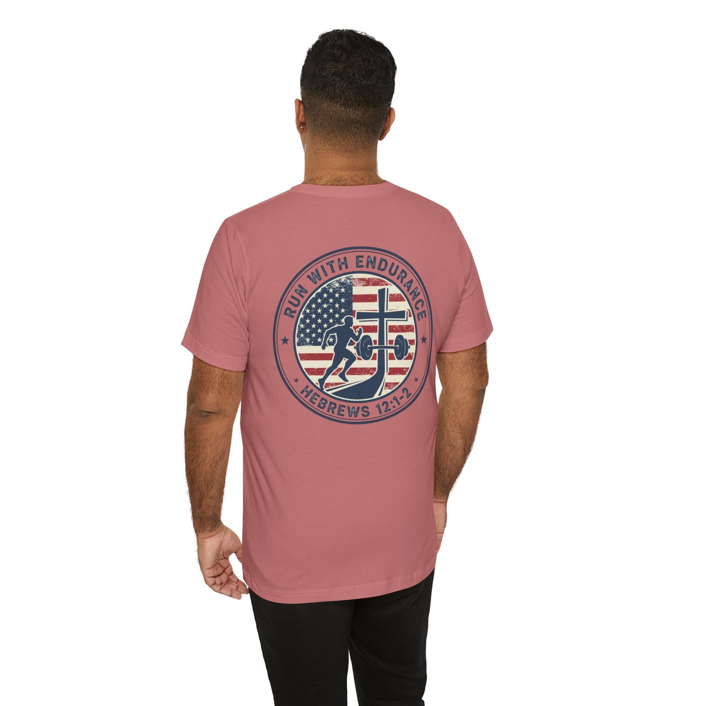 Hebrews 12:1-2 'Run With Endurance' T-Shirt — Inspirational Christian Tee