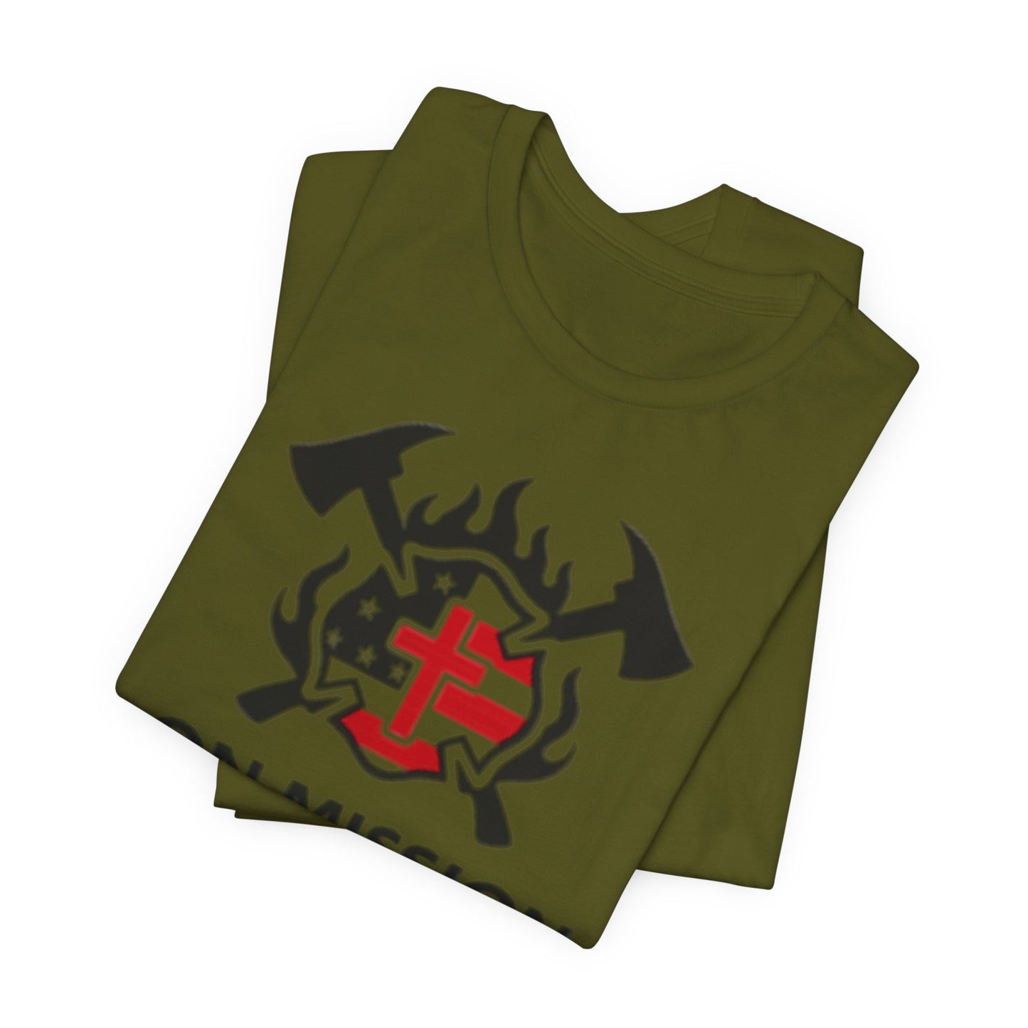 On Mission Christian Cross & American Flag T‑Shirt