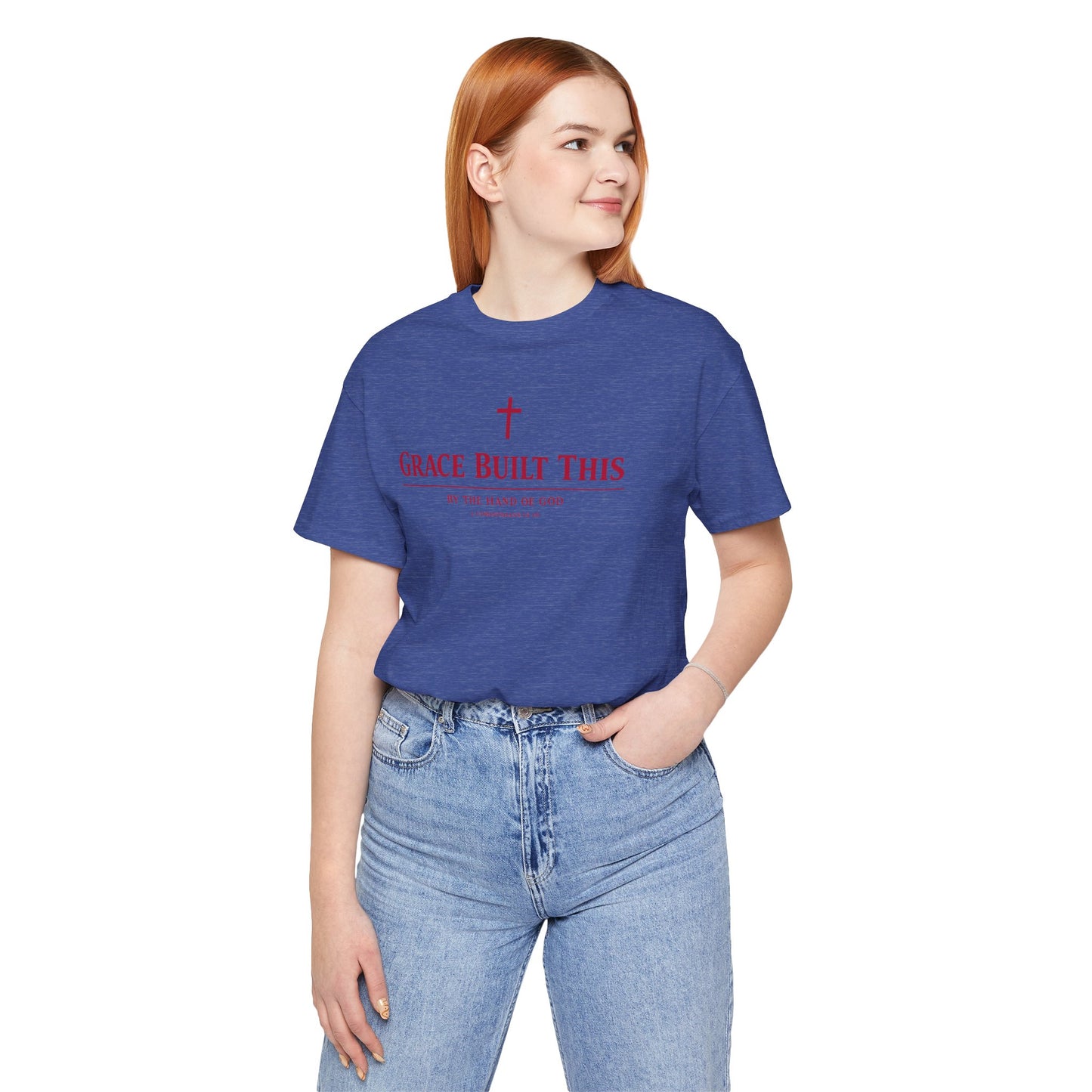 Grace Built This T-Shirt — Christian Faith Tee with Cross