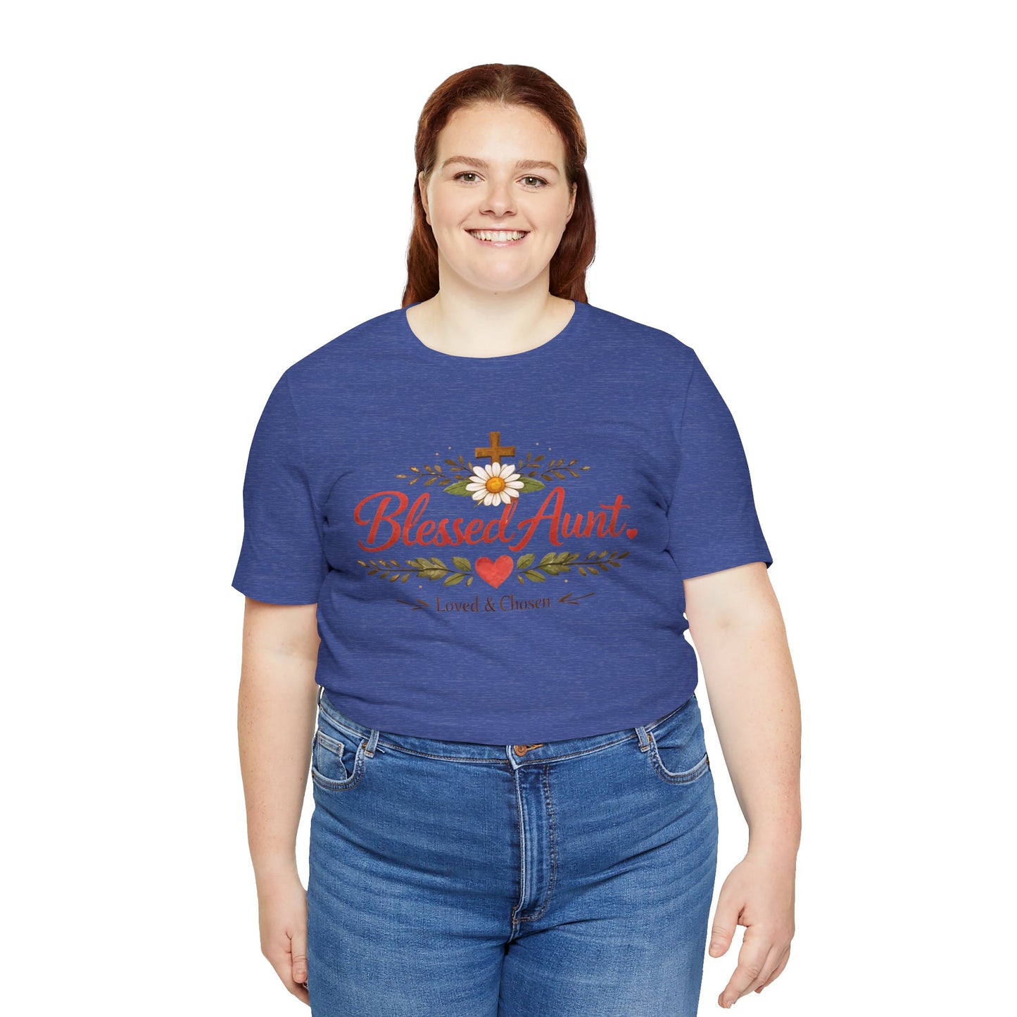 Blessed Aunt T-Shirt - "Blessed Aunt Loved & Chosen" Christian Floral Tee