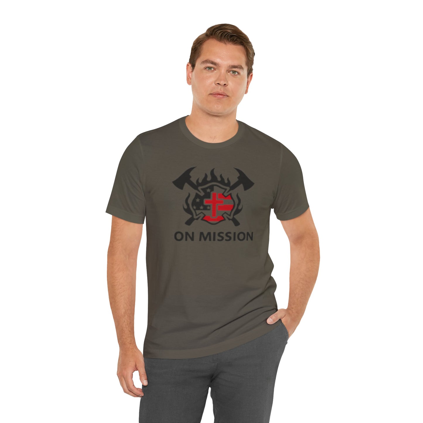 On Mission Christian Cross & American Flag T‑Shirt