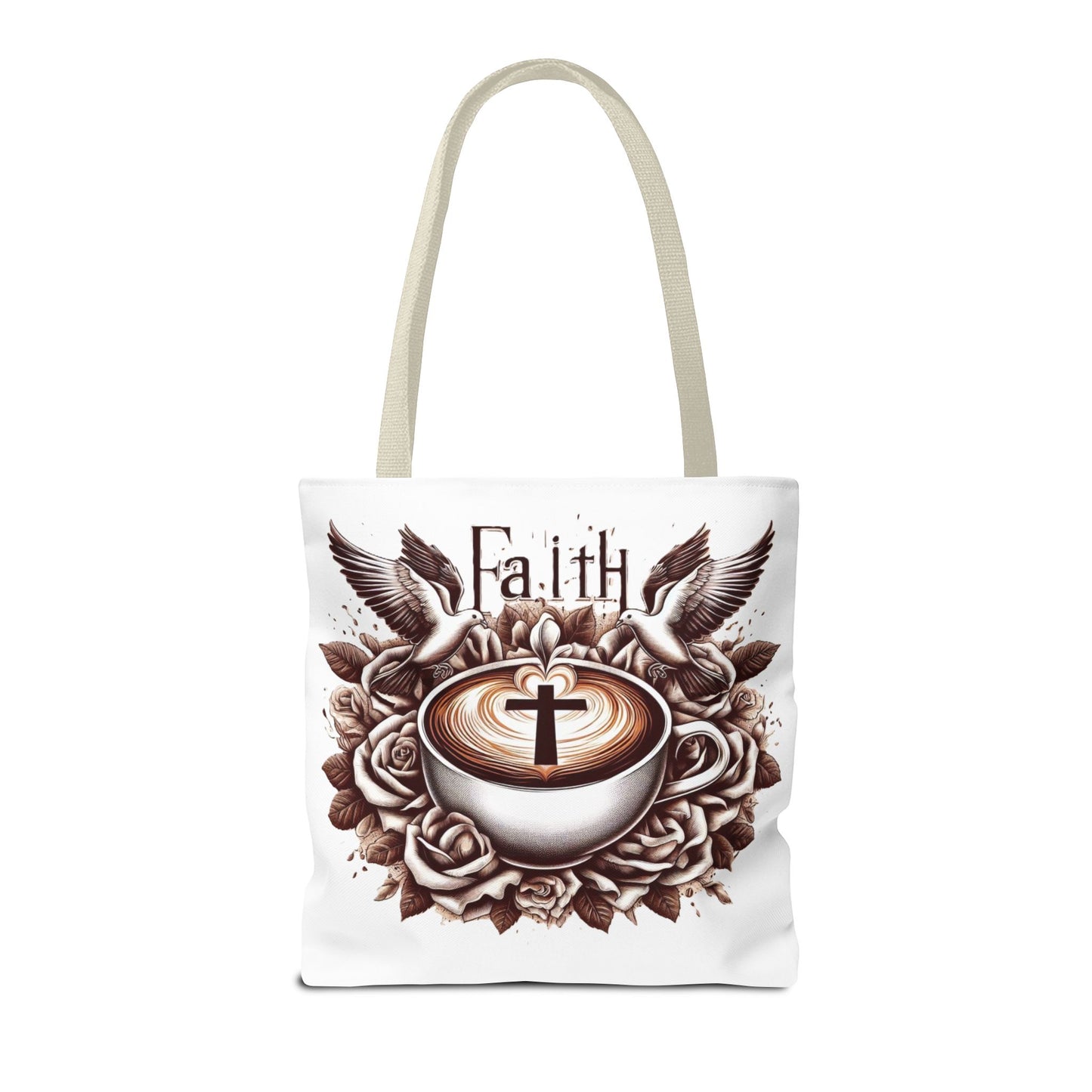 Tote Bag (AOP) "Faith and Coffee"
