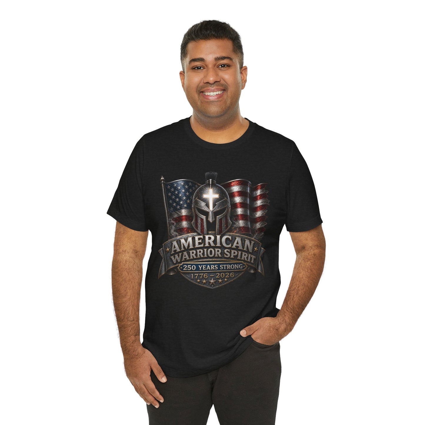 American Warrior Spirit T-Shirt – Patriotic 250 Years Strong Tee (1776–2026)