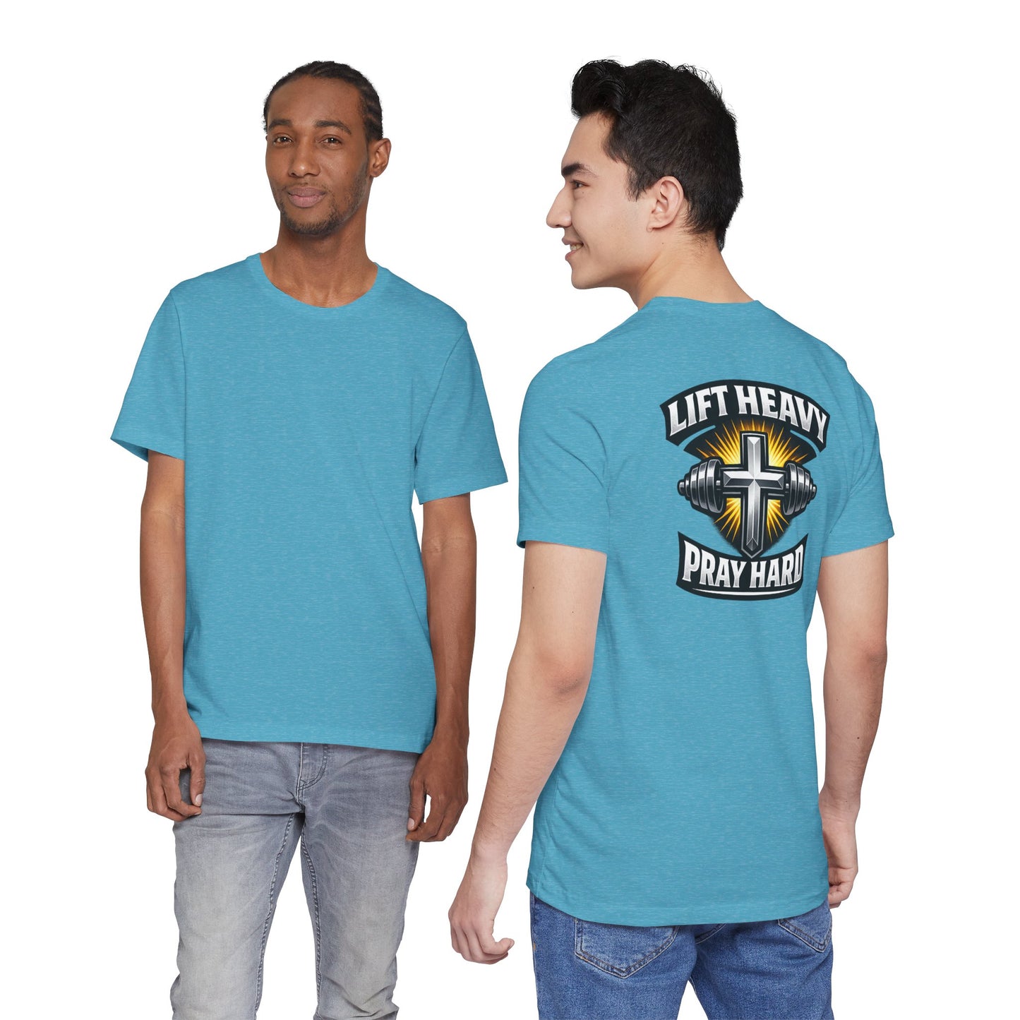 Lift Heavy Pray Hard T‑Shirt — Christian Fitness Gym Tee