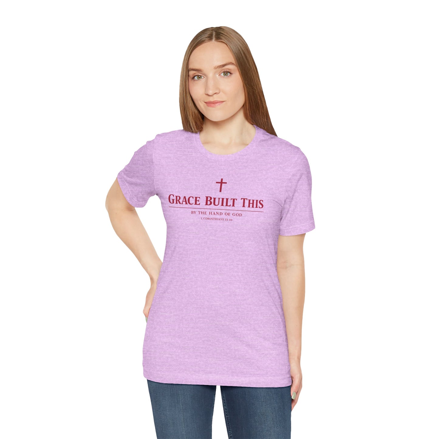 Grace Built This T-Shirt — Christian Faith Tee with Cross