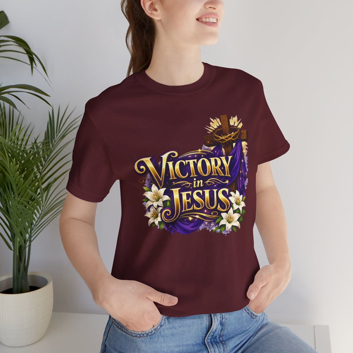 Victory In Jesus Christian T-Shirt — Cross Faith Tee