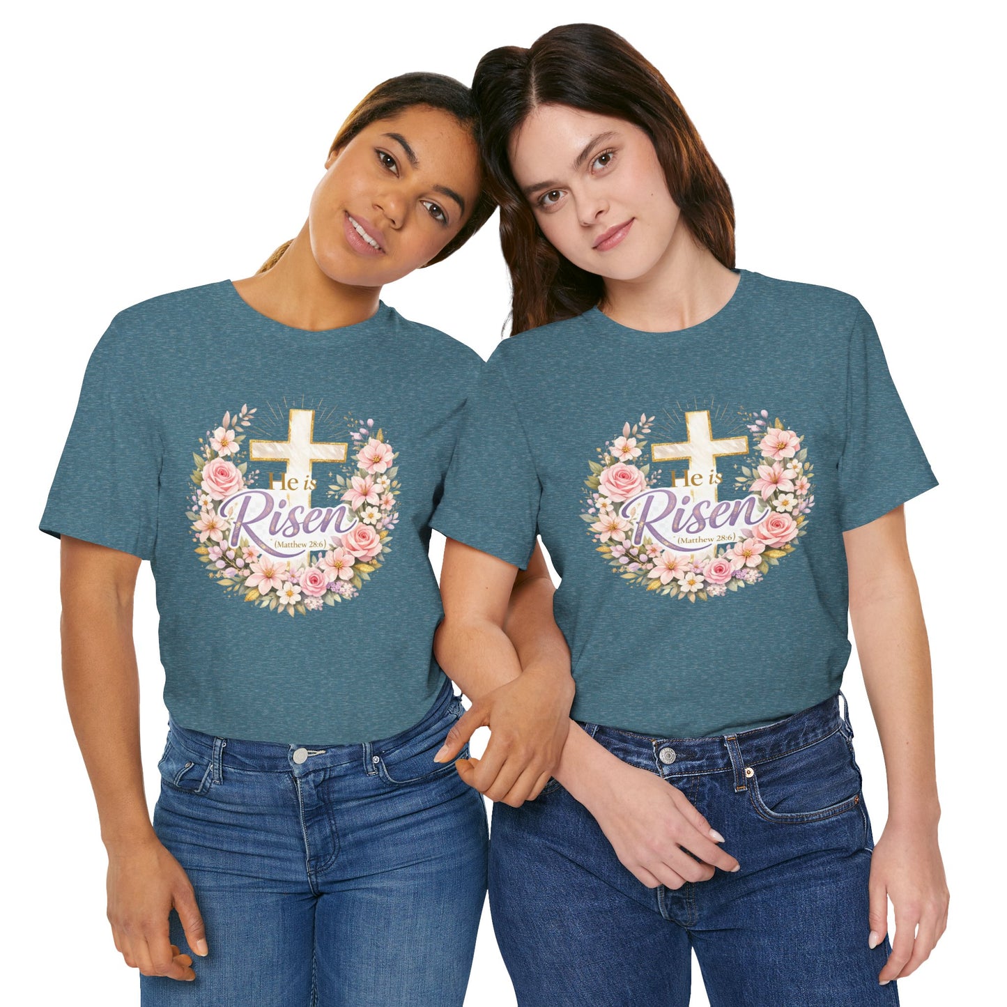 He Is Risen Floral Cross T-Shirt