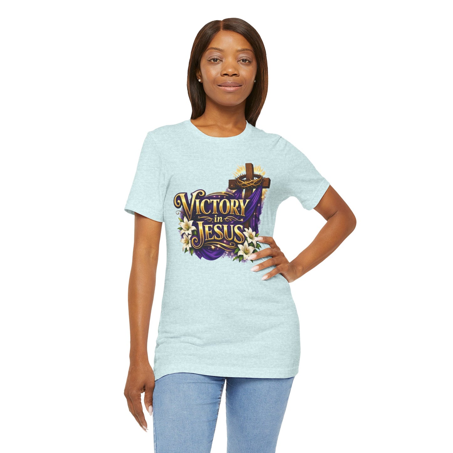 Victory In Jesus Christian T-Shirt — Cross Faith Tee