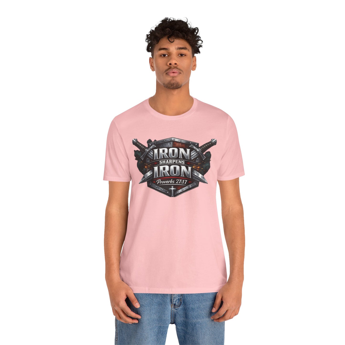 Iron Sharpens Iron T-Shirt — Faith-Based Proverbs 27:17 Graphic Tee