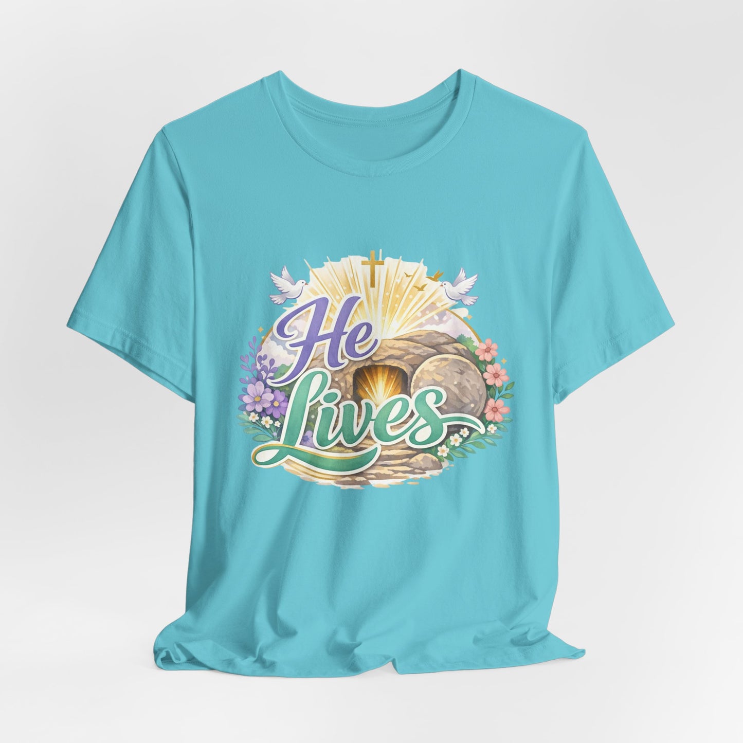He Lives Jesus Tomb Tee — Christian Easter T‑Shirt