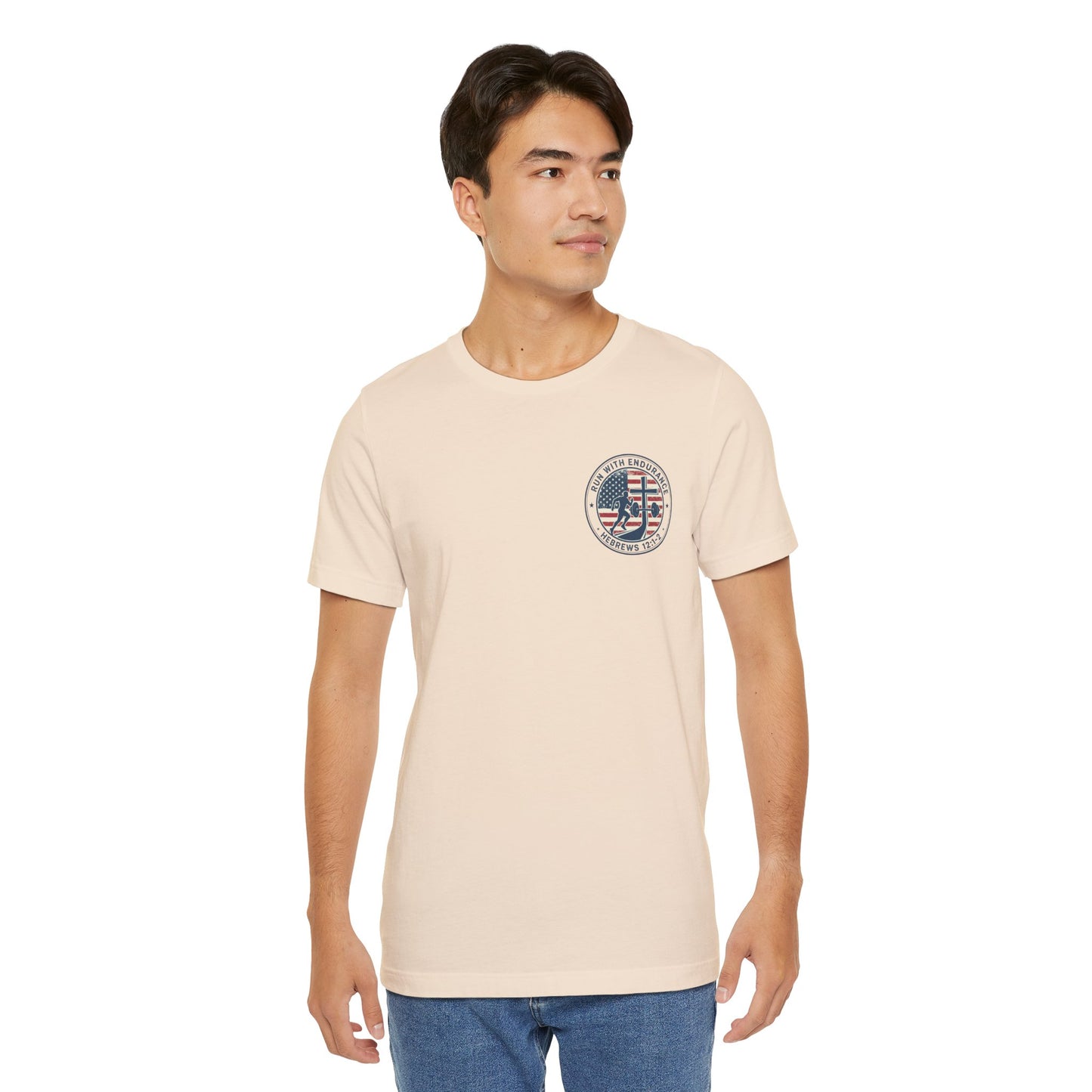 Hebrews 12:1-2 'Run With Endurance' T-Shirt — Inspirational Christian Tee