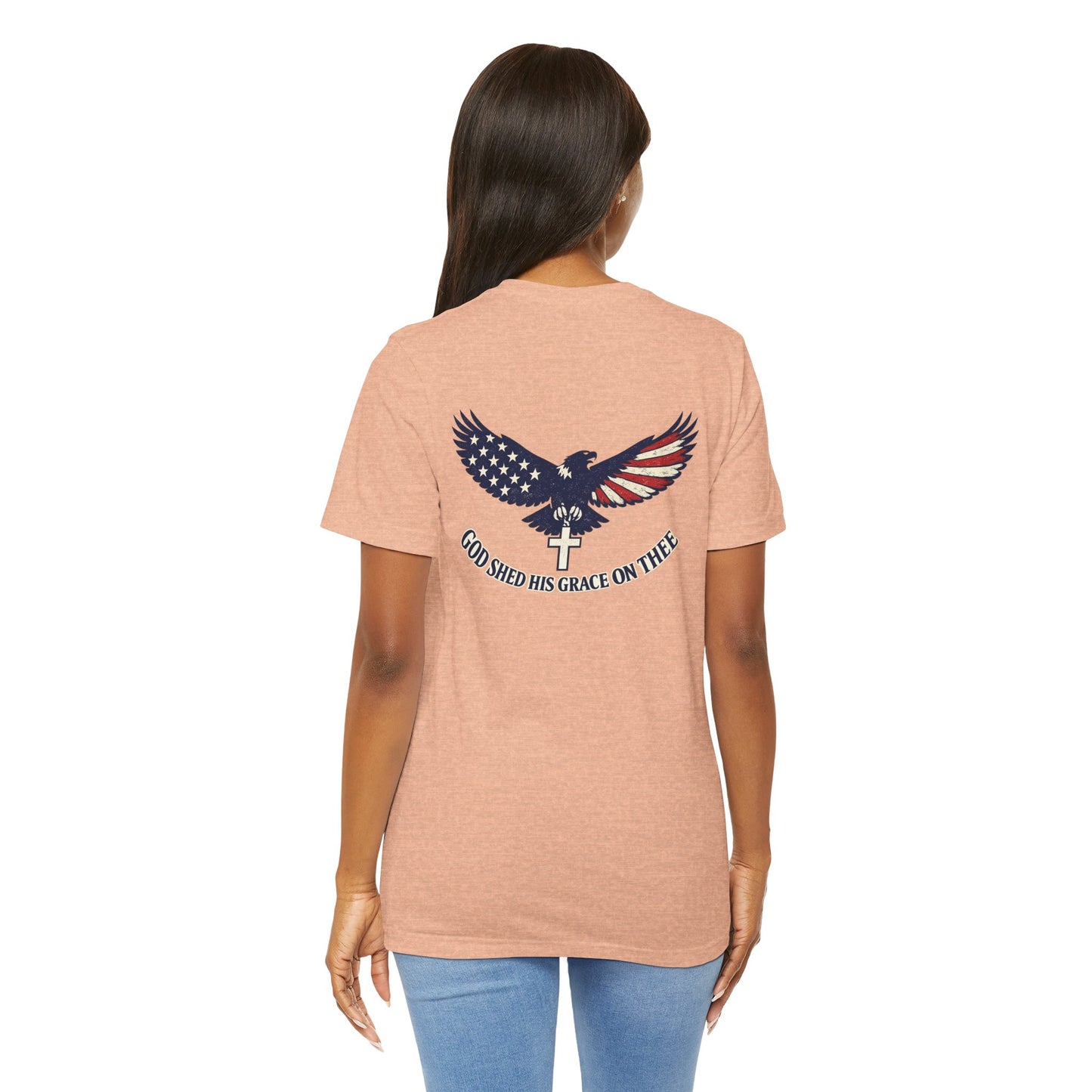 Patriotic Eagle T‑Shirt — "God Shed His Grace on Thee" Back Graphic Tee