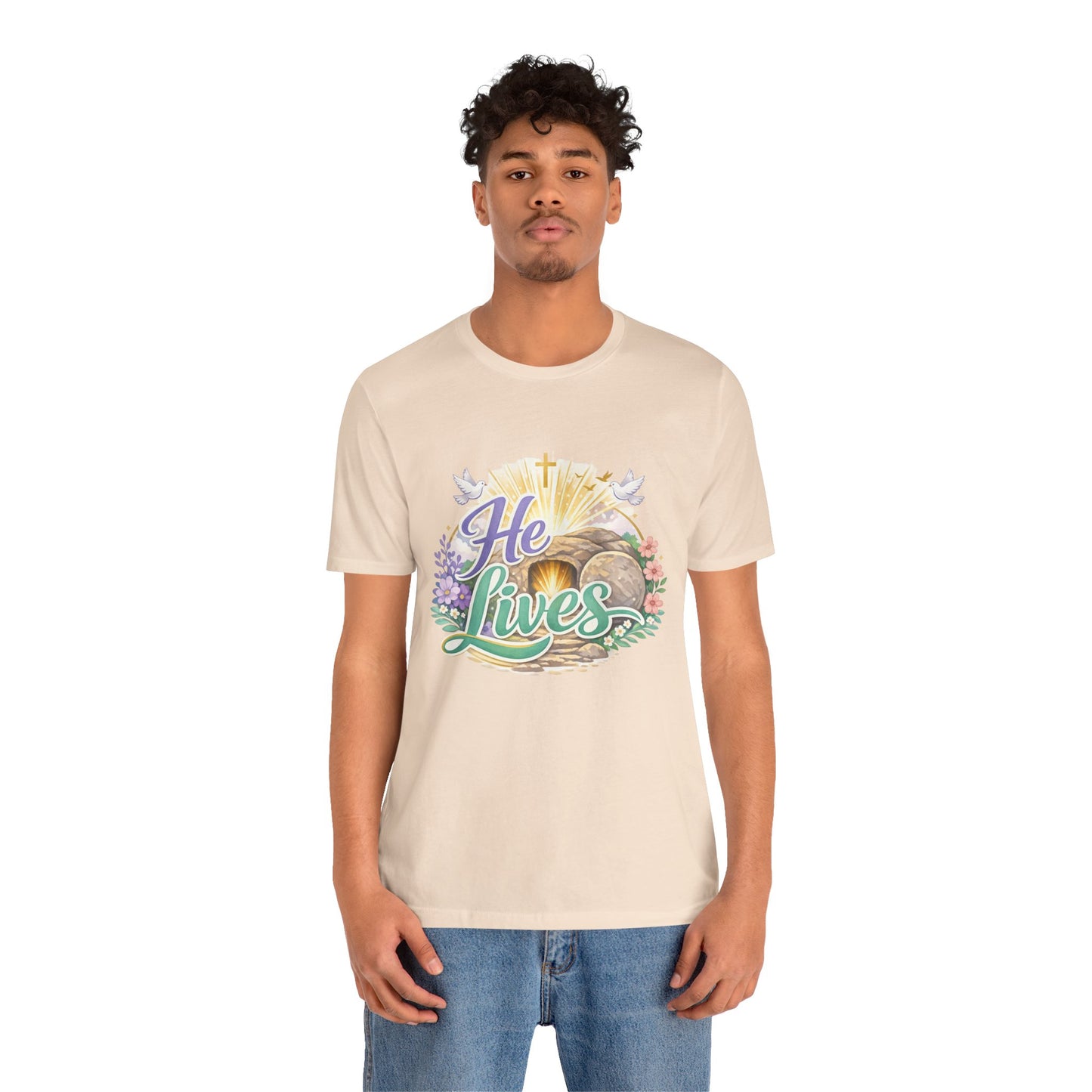 He Lives Jesus Tomb Tee — Christian Easter T‑Shirt