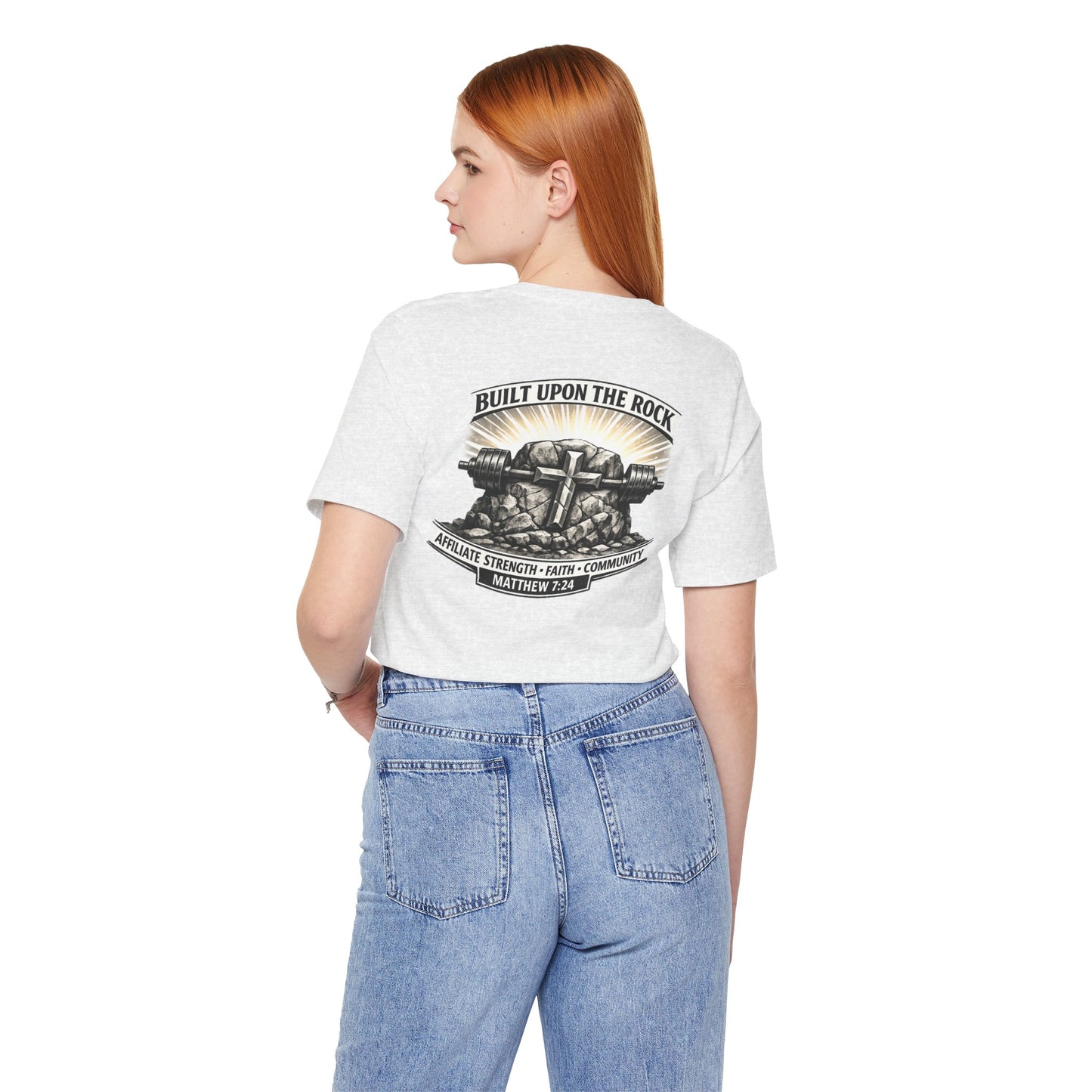 Built Upon the Rock T‑Shirt — Christian Faith Matthew 7:24 Graphic Tee