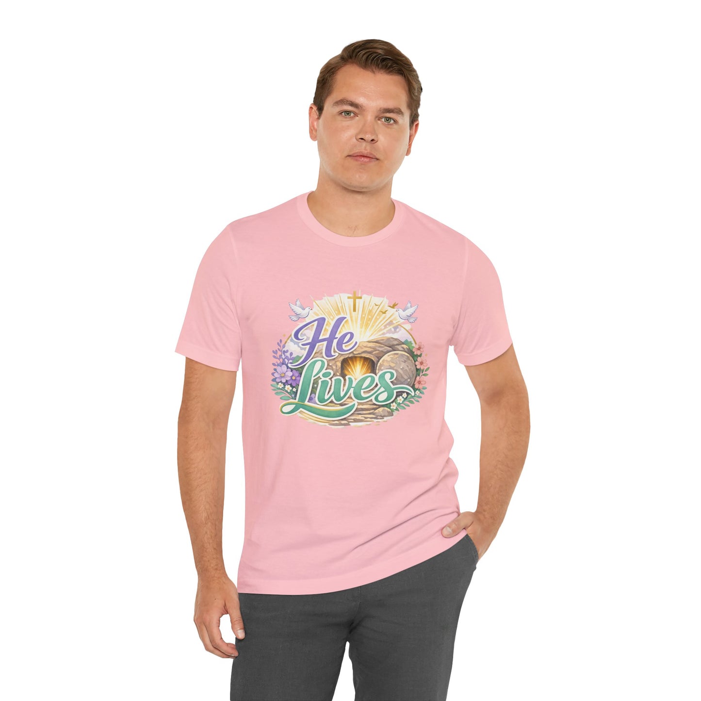 He Lives Jesus Tomb Tee — Christian Easter T‑Shirt