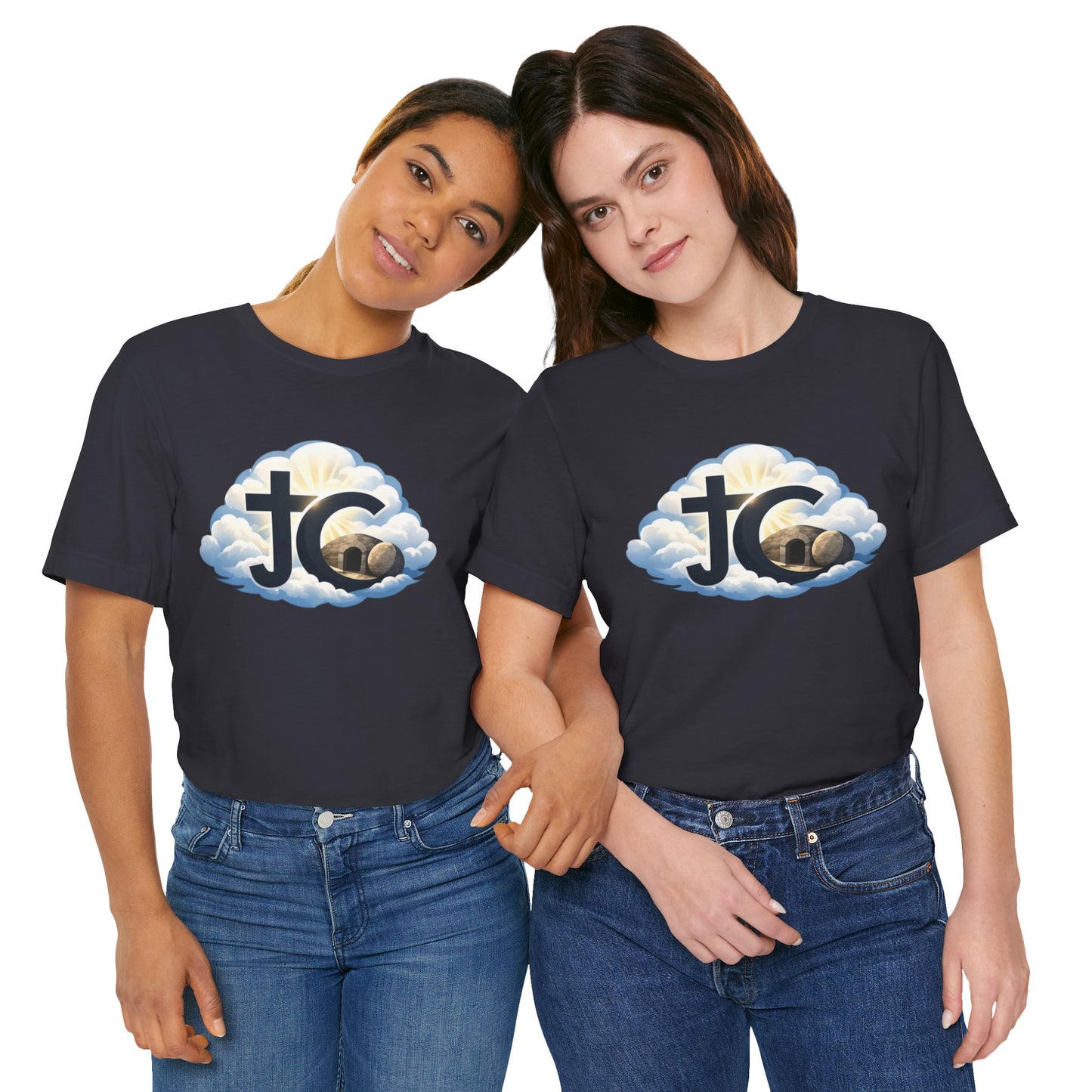 Jesus Christ (JC) Cross Tee — Crucified, Risen & Coming Again