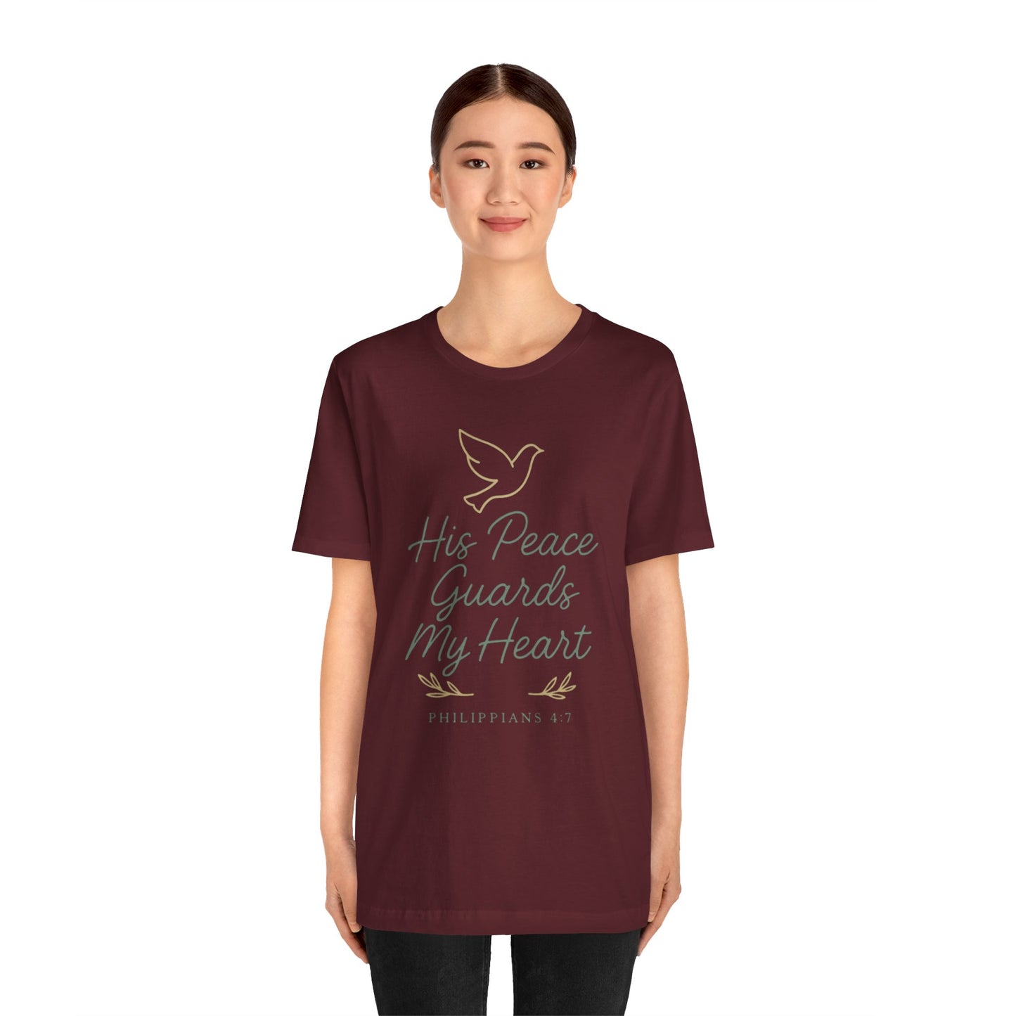 His Peace Guards My Heart Tee — Philippians 4:7 Christian Dove T-Shirt