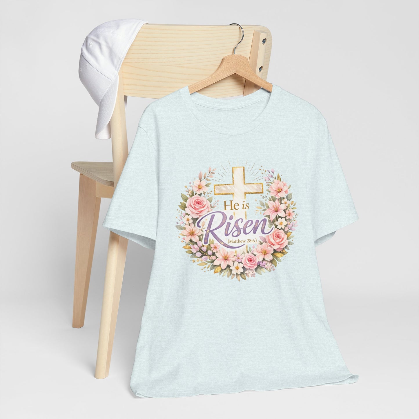 He Is Risen Floral Cross T-Shirt