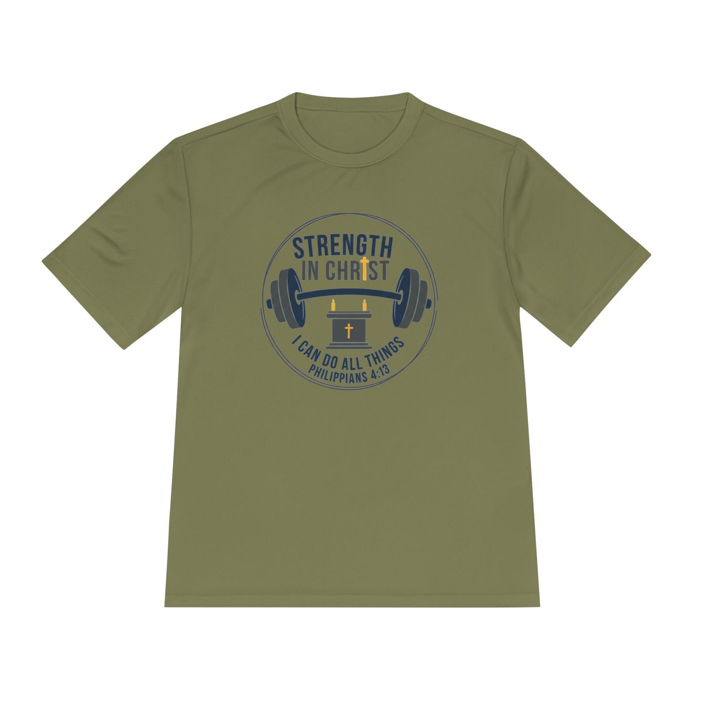 Philippians 4:13 'Strength in Christ' Moisture-Wicking Workout Tee
