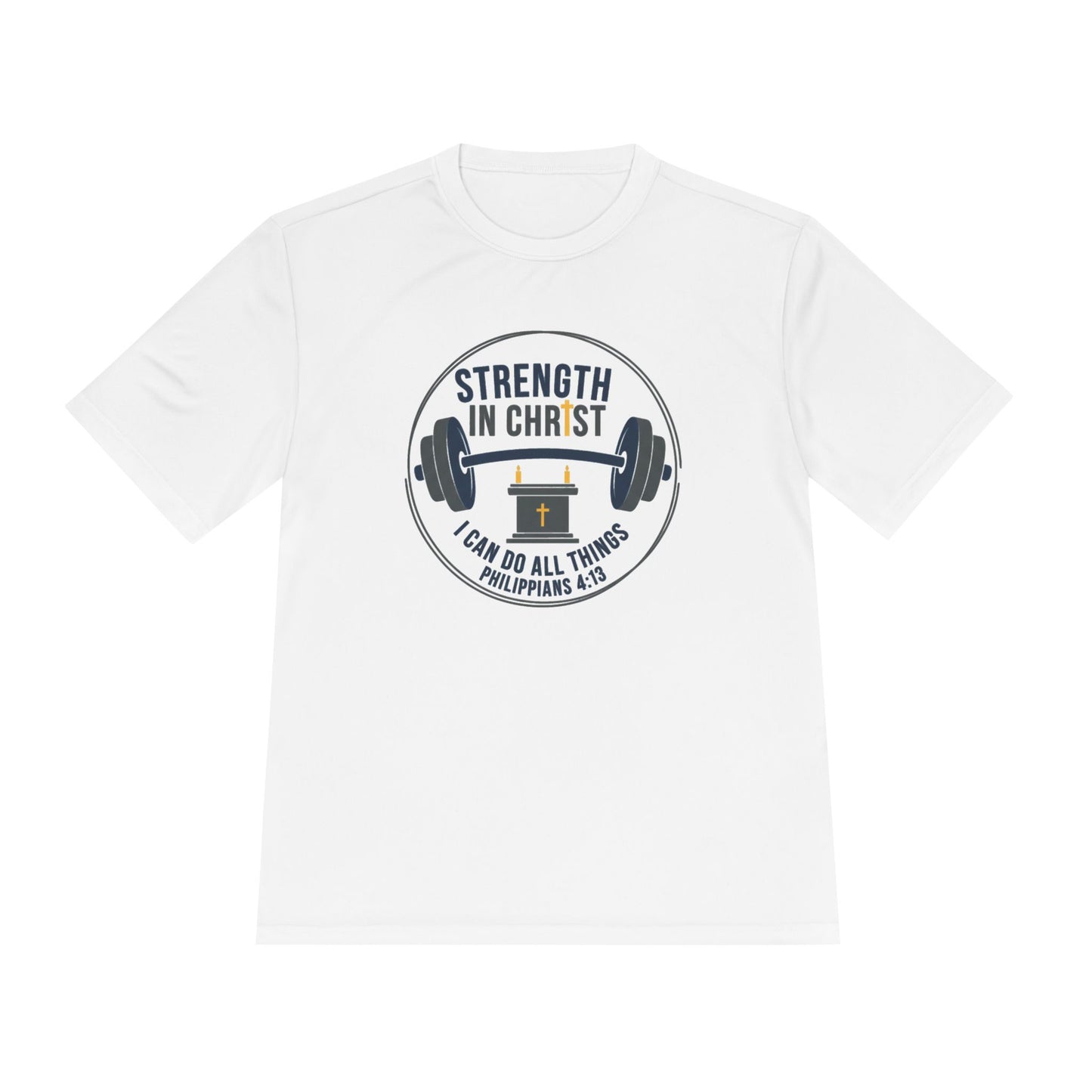 Philippians 4:13 'Strength in Christ' Moisture-Wicking Workout Tee